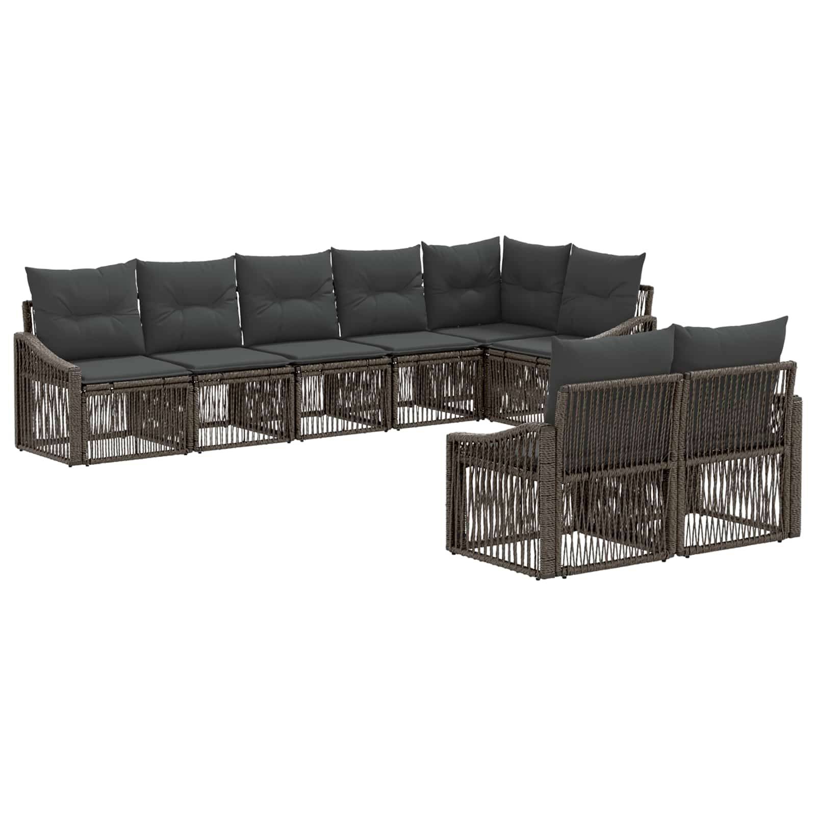 vidaXL Gartensofa-set 8 pcs Grau Poly-Rattan