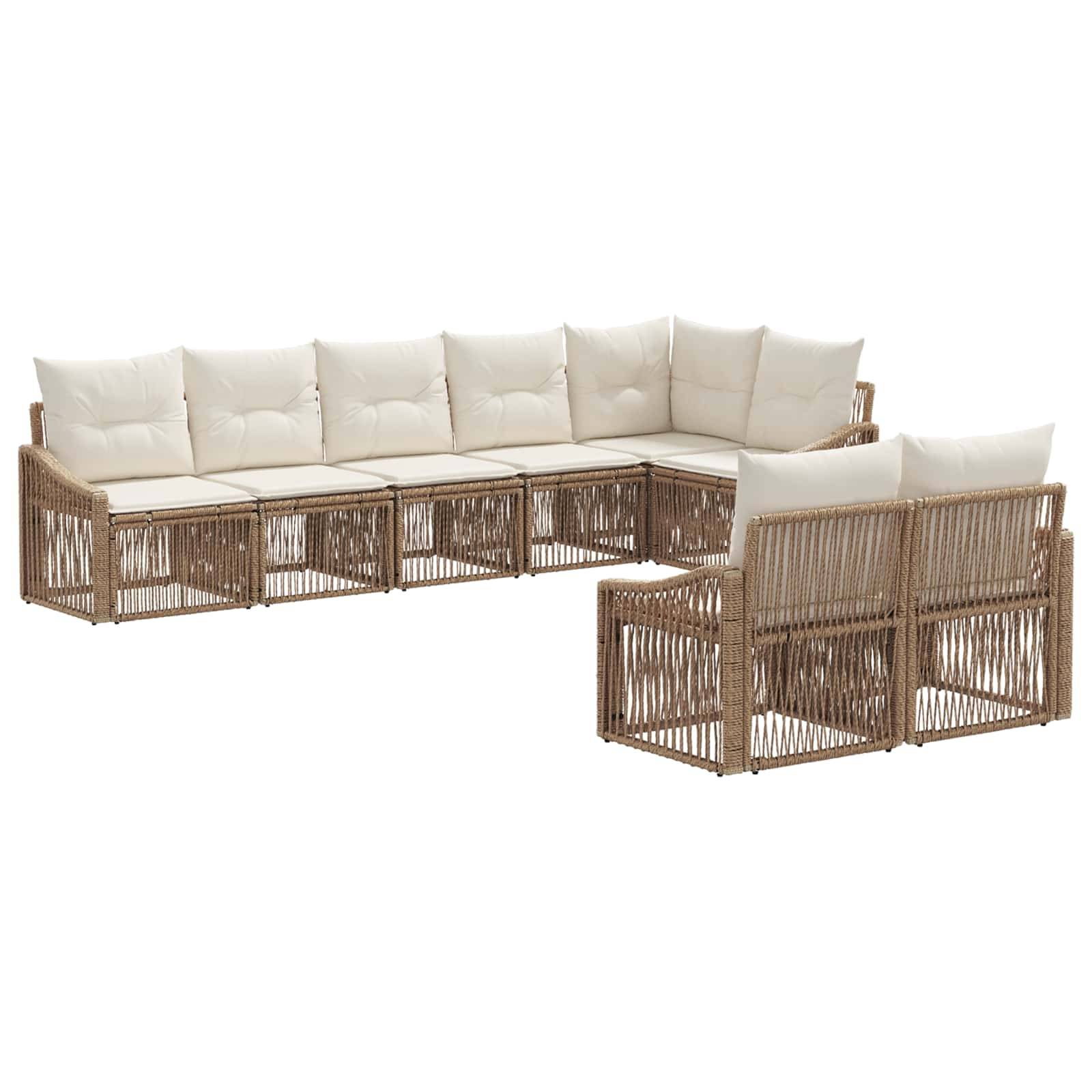 vidaXL Gartensofa-set 8 pcs Beige Poly-Rattan