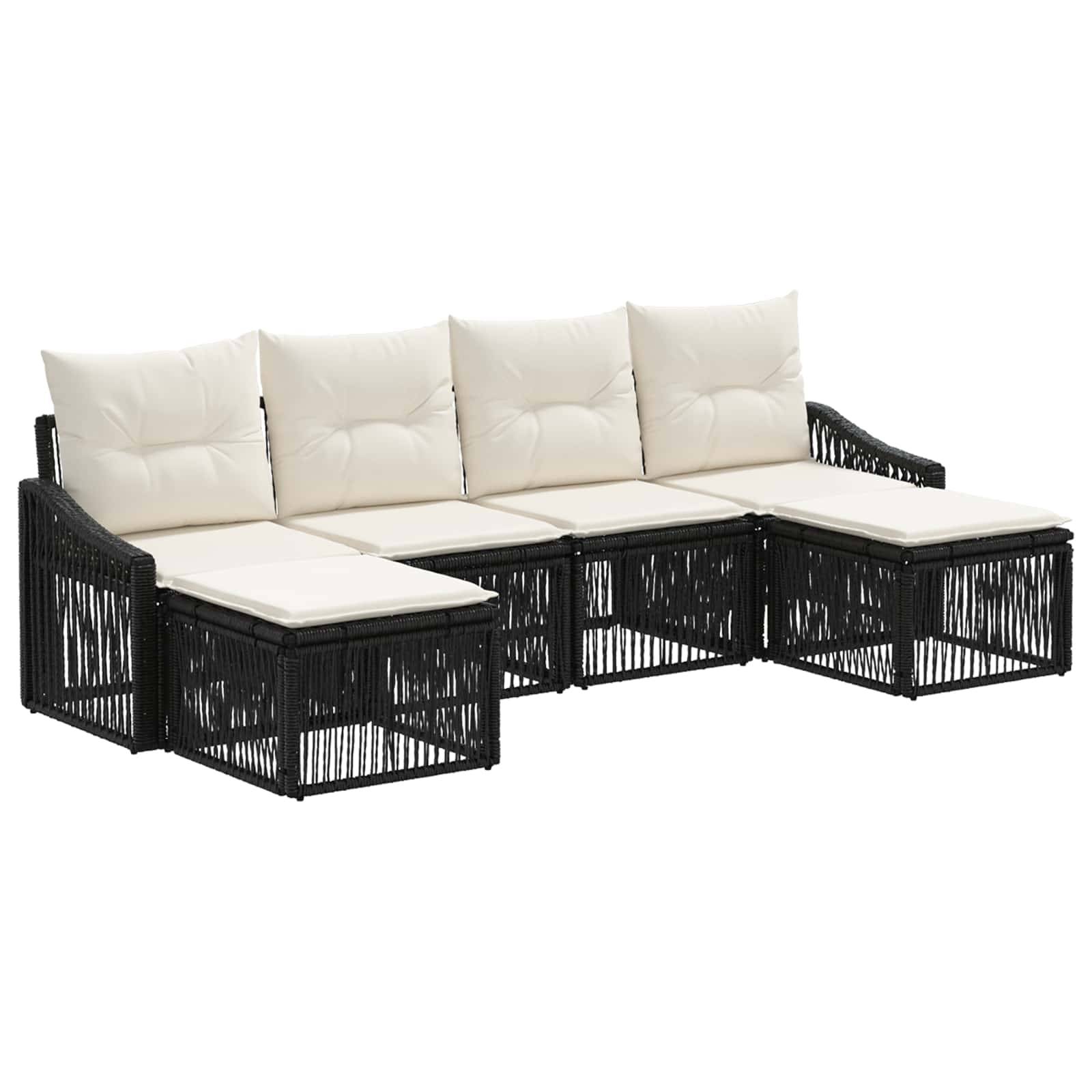 vidaXL Gartensofa-set 6 pcs Schwarz Poly-Rattan