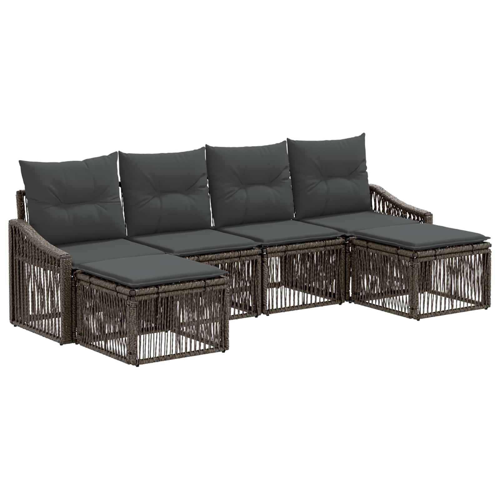 vidaXL Gartensofa-set 6 pcs Grau Poly-Rattan