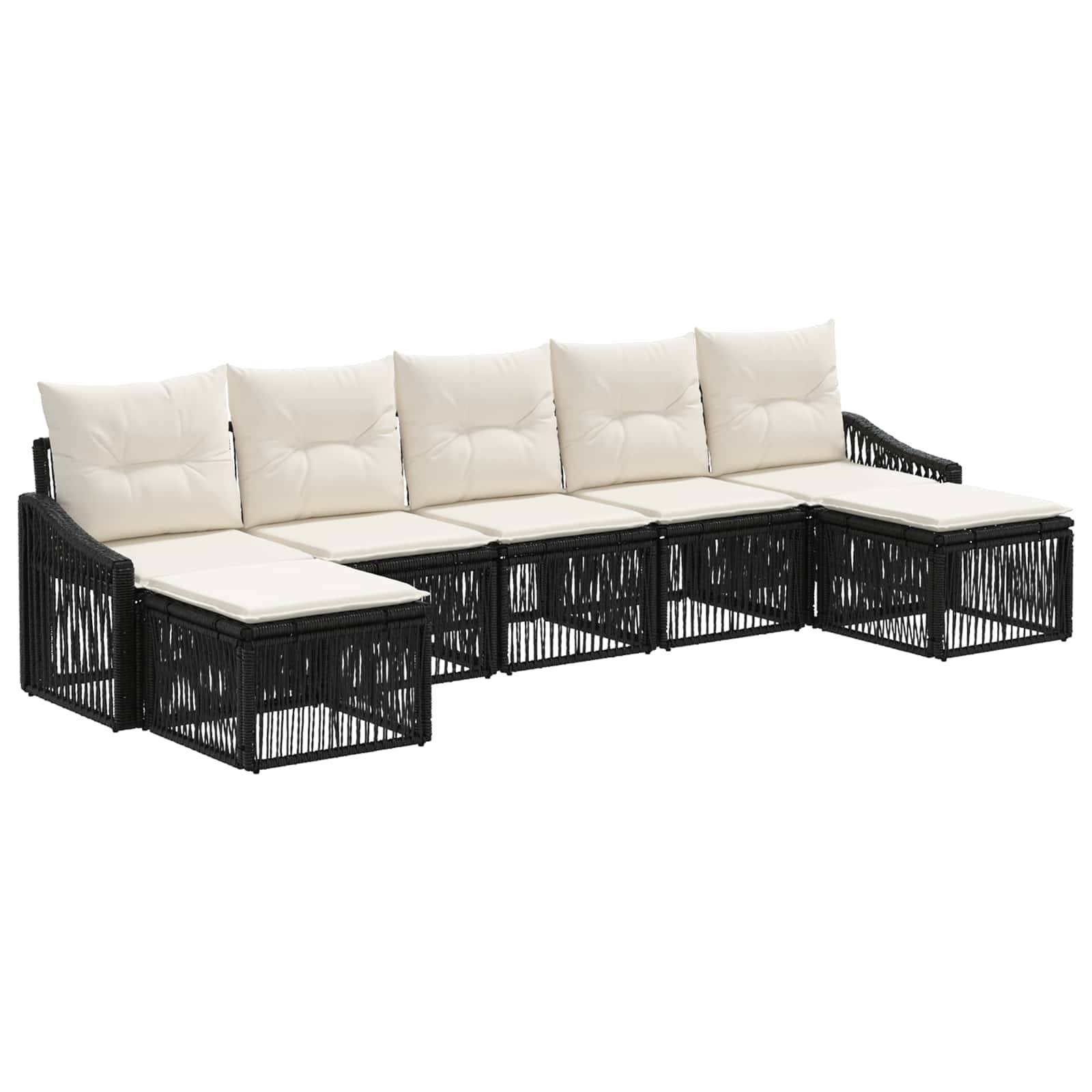 vidaXL Gartensofa-set 7 pcs Schwarz Poly-Rattan