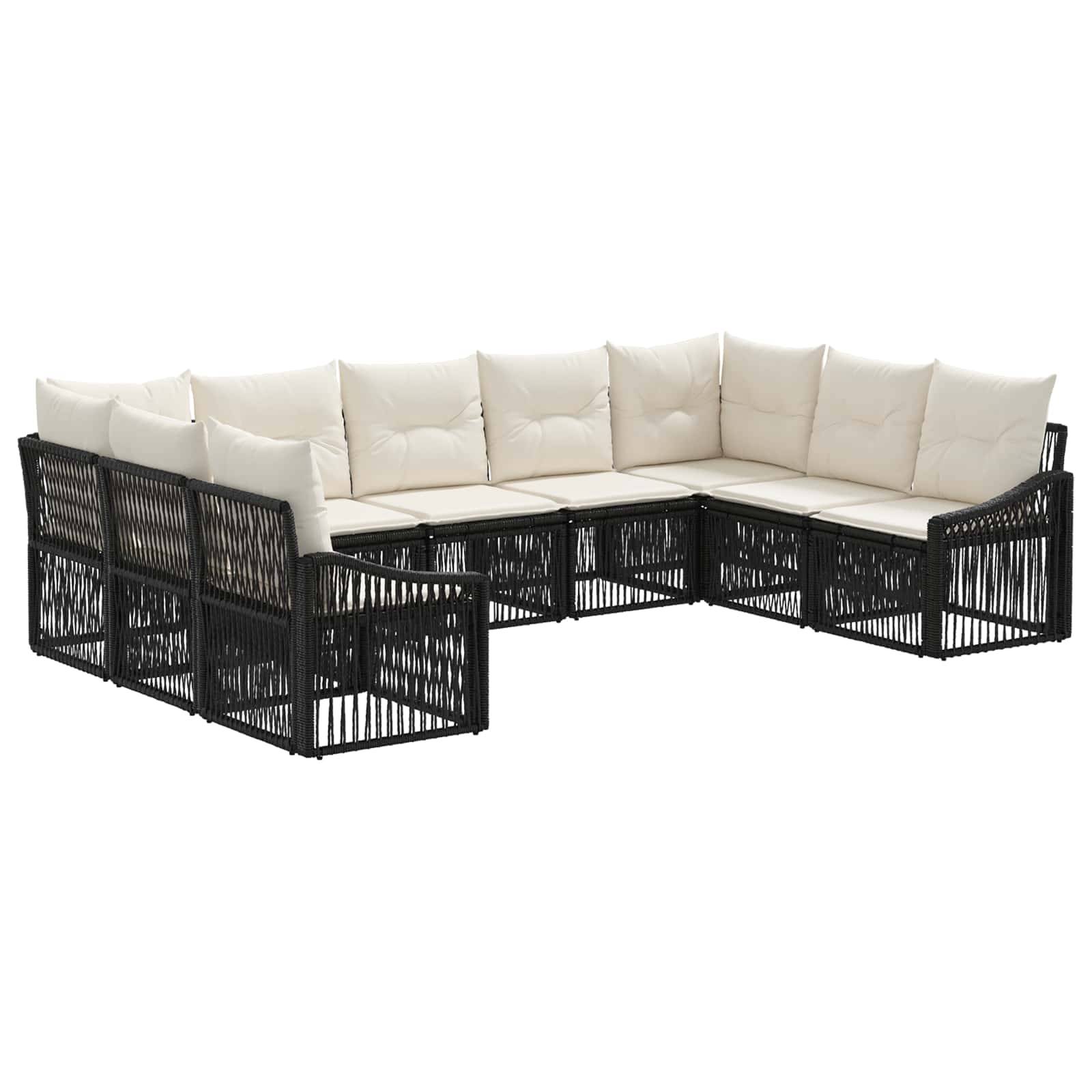 vidaXL Gartensofa-set 9 pcs Schwarz Poly-Rattan