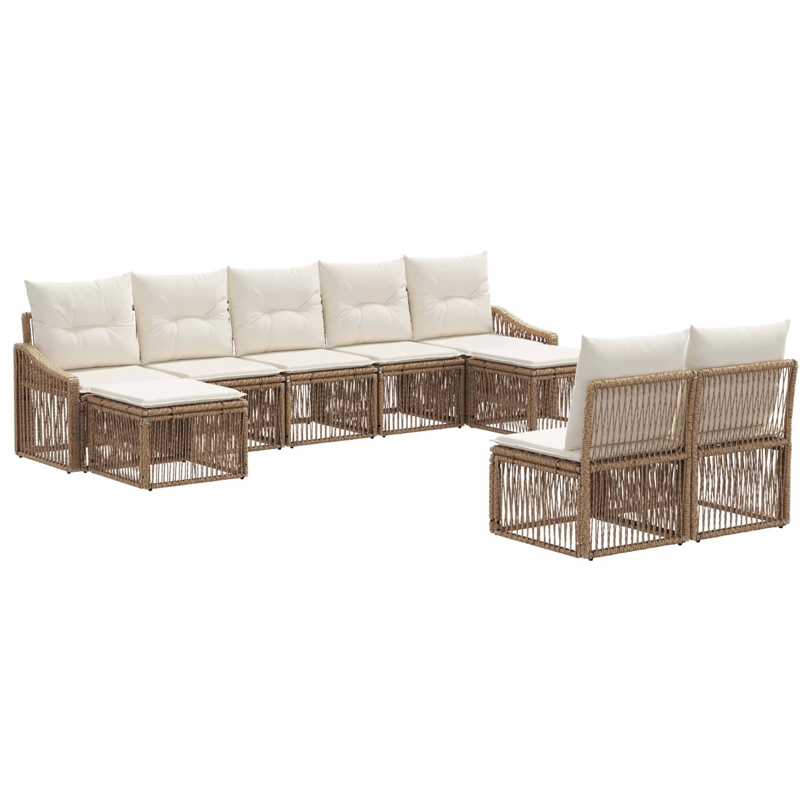 vidaXL Gartensofa-set 9 pcs Beige Poly-Rattan