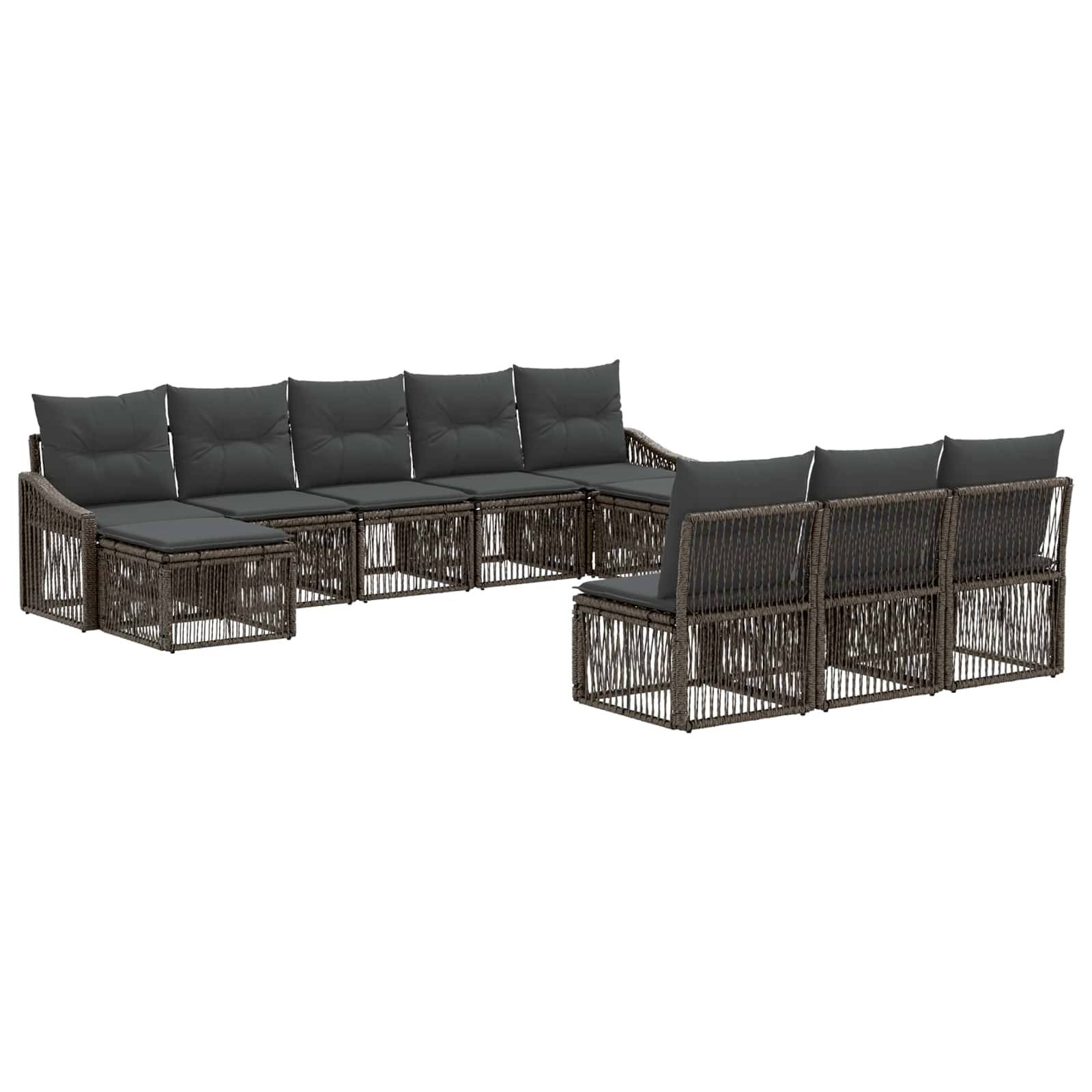 vidaXL Gartensofa-set 10 pcs Grau Poly-Rattan