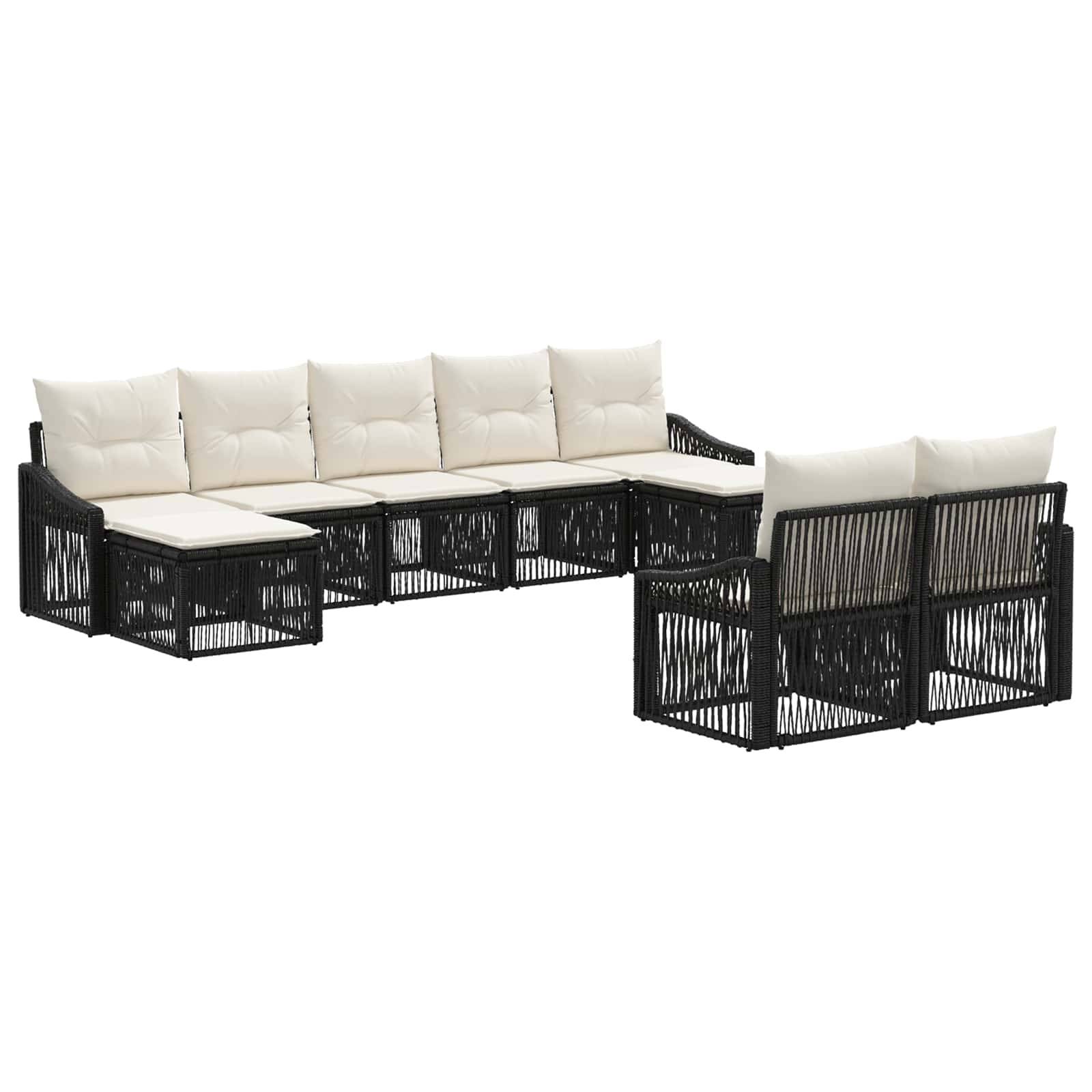 vidaXL Gartensofa-set 9 pcs Schwarz Poly-Rattan
