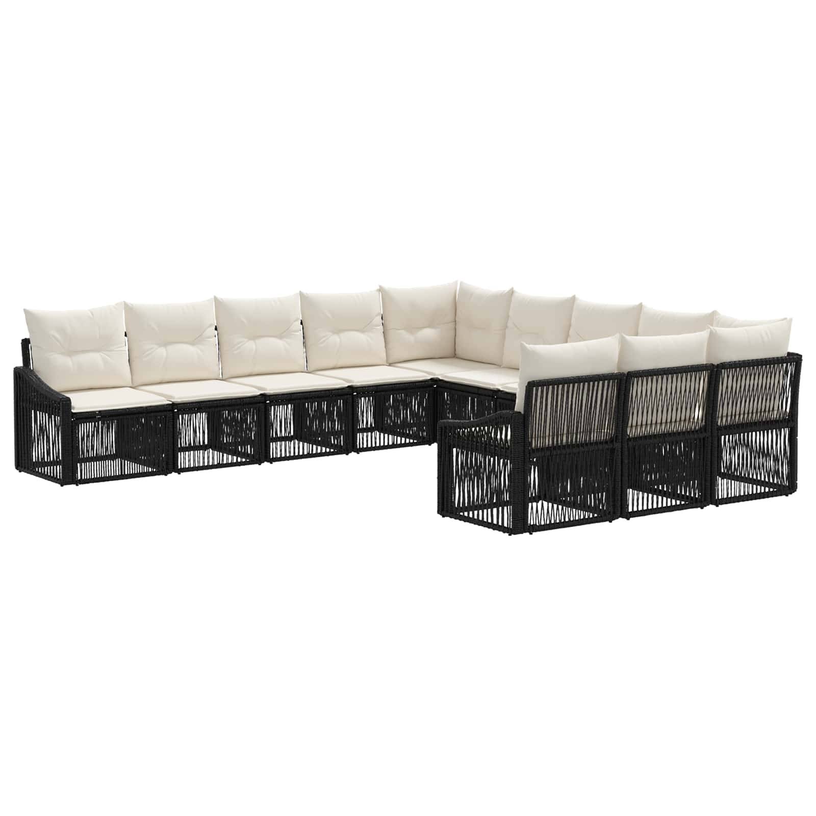 vidaXL Gartensofa-set 11 pcs Schwarz Poly-Rattan