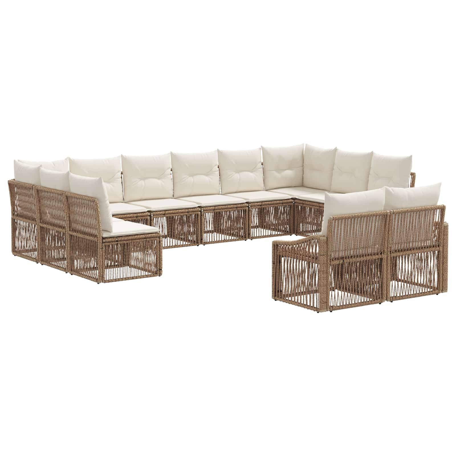 vidaXL Gartensofa-set 12 pcs Beige Poly-Rattan