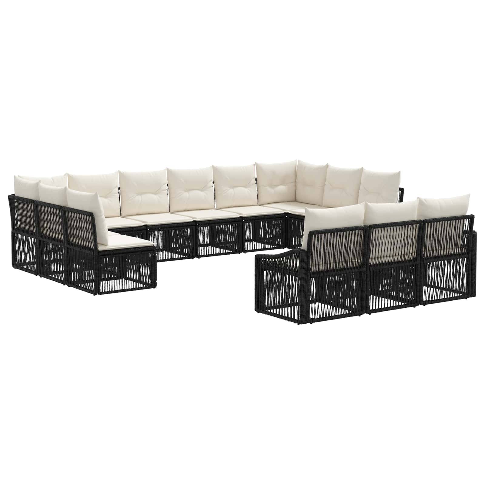 vidaXL Gartensofa-set 13 pcs Schwarz Poly-Rattan
