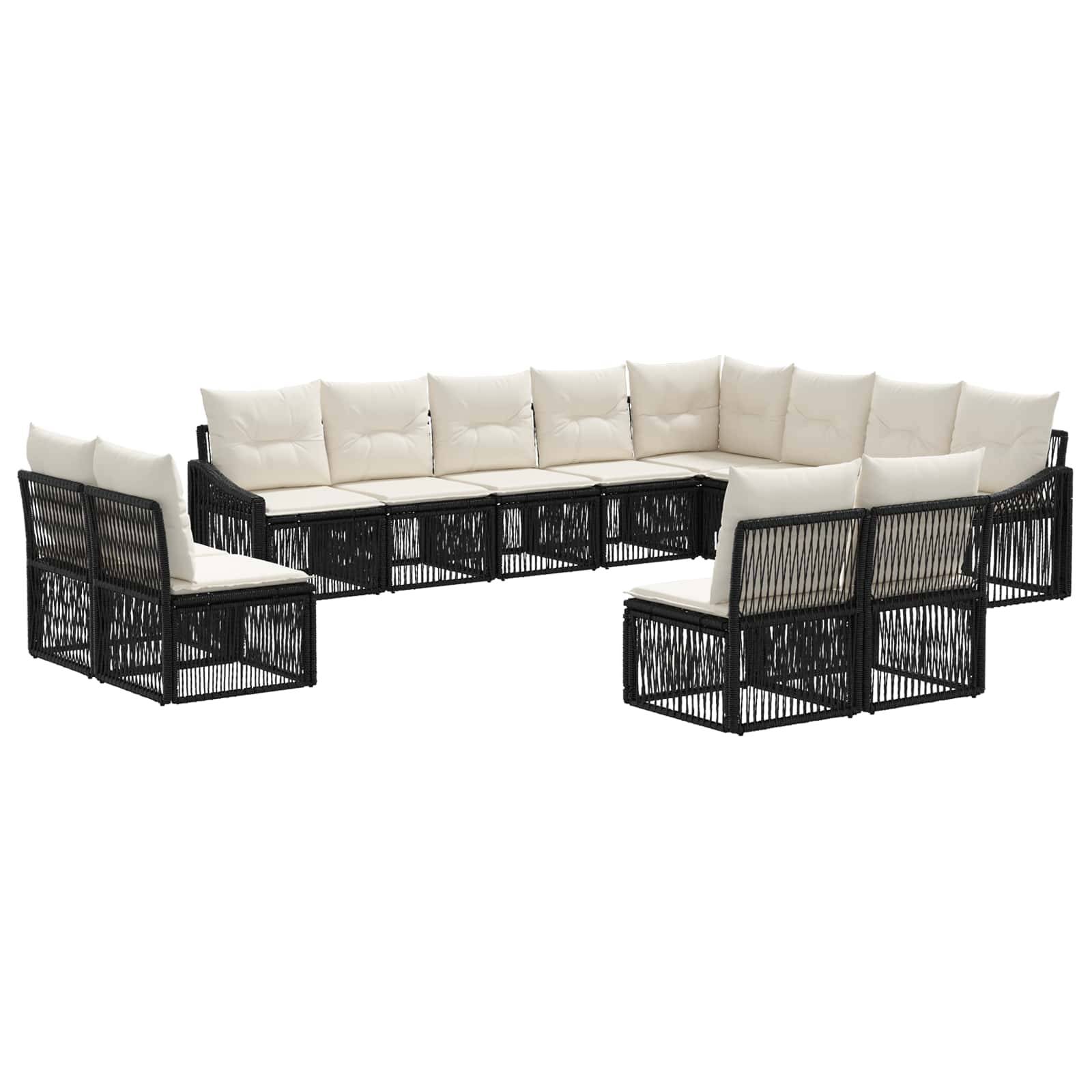 vidaXL Gartensofa-set 12 pcs Schwarz Poly-Rattan