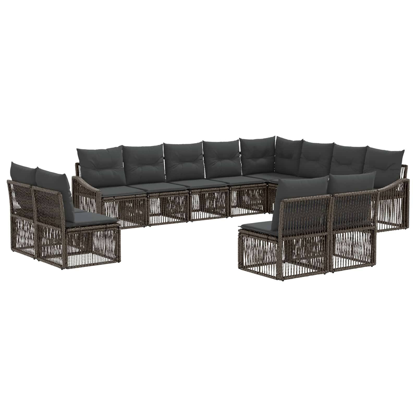 vidaXL Gartensofa-set 12 pcs Grau Poly-Rattan
