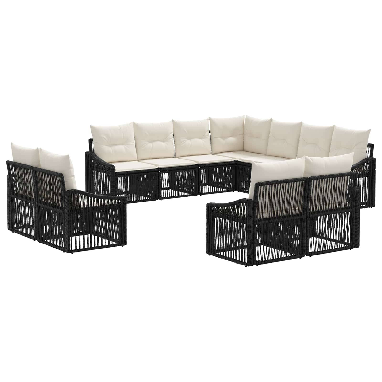 vidaXL Gartensofa-set 11 pcs Schwarz Poly-Rattan