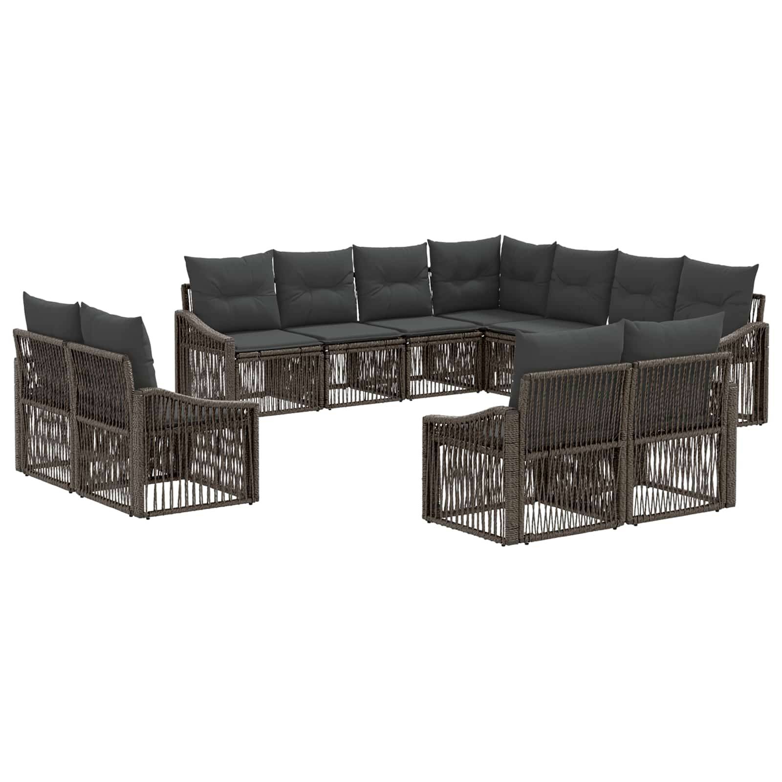 vidaXL Gartensofa-set 11 pcs Grau Poly-Rattan
