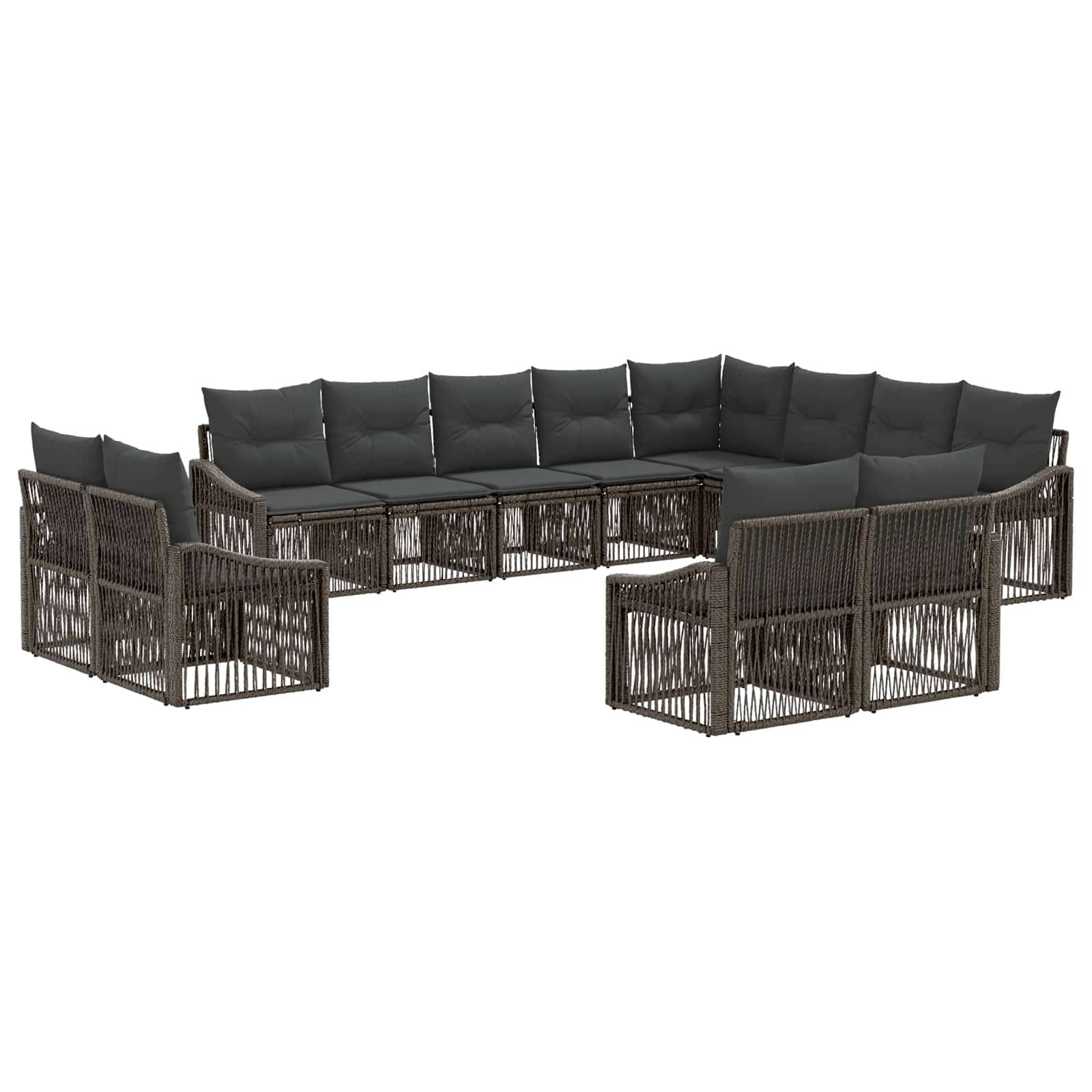 vidaXL Gartensofa-set 12 pcs Grau Poly-Rattan
