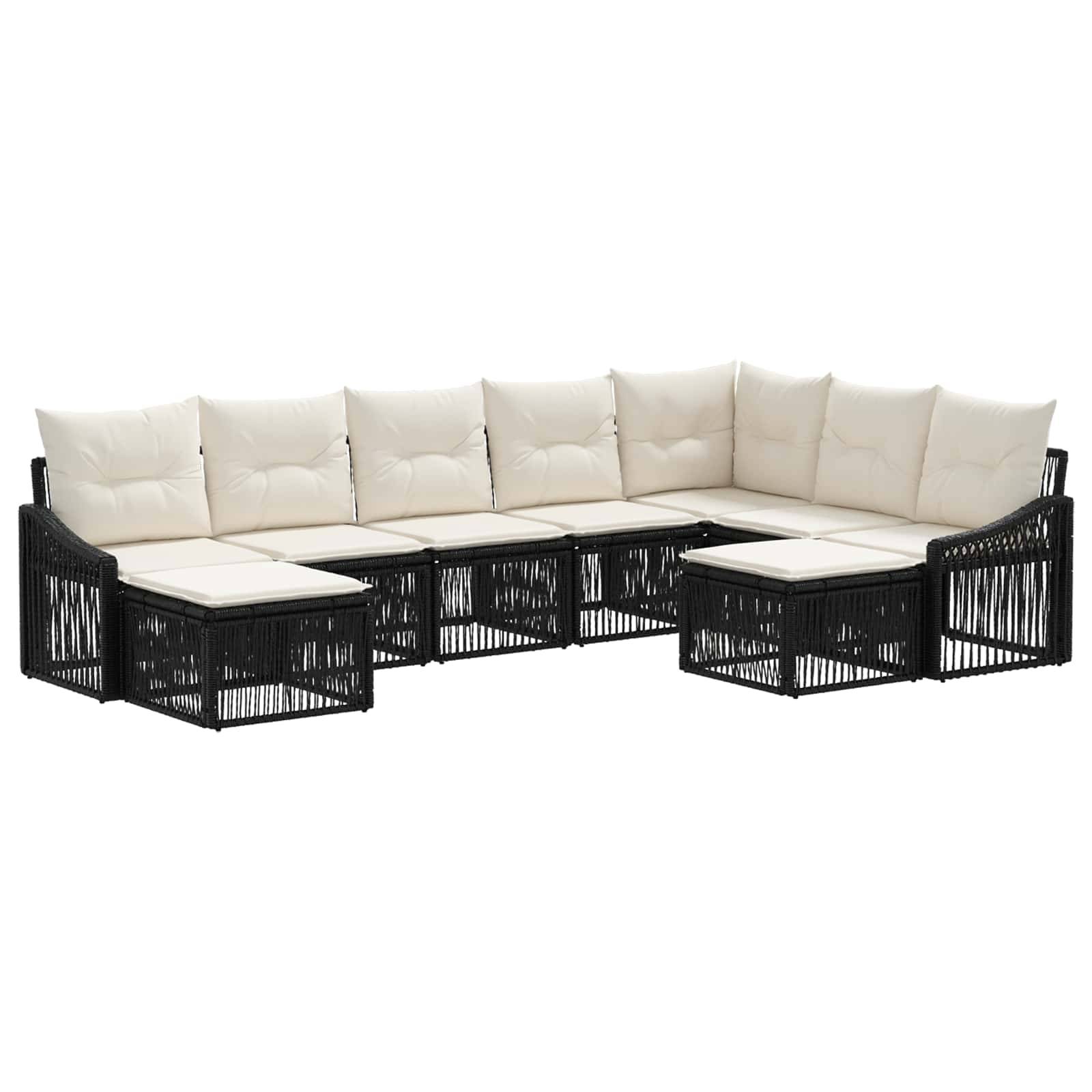vidaXL Gartensofa-set 9 pcs Schwarz Poly-Rattan