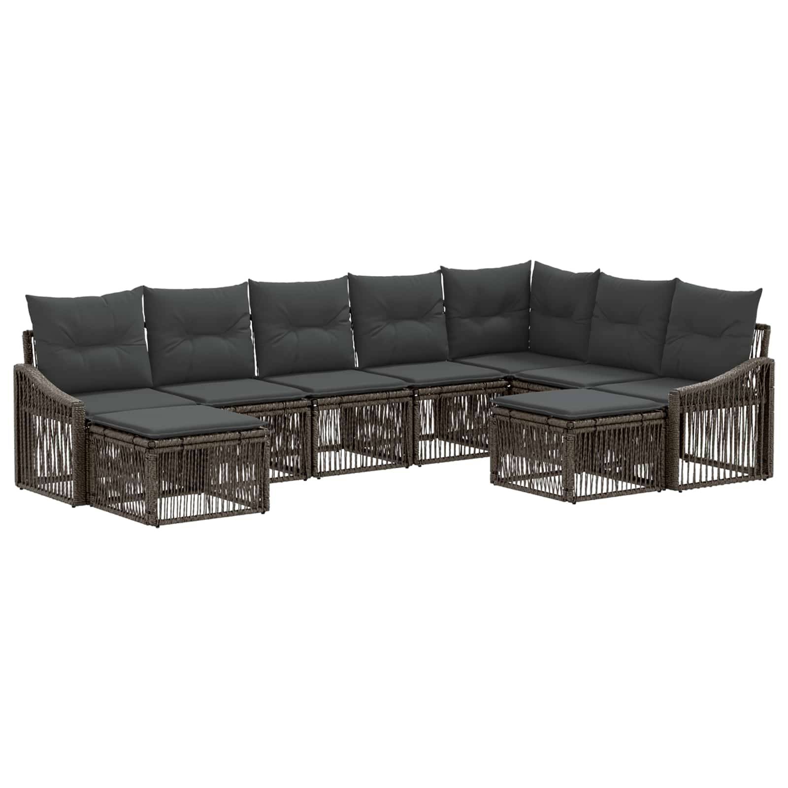 vidaXL Gartensofa-set 9 pcs Grau Poly-Rattan