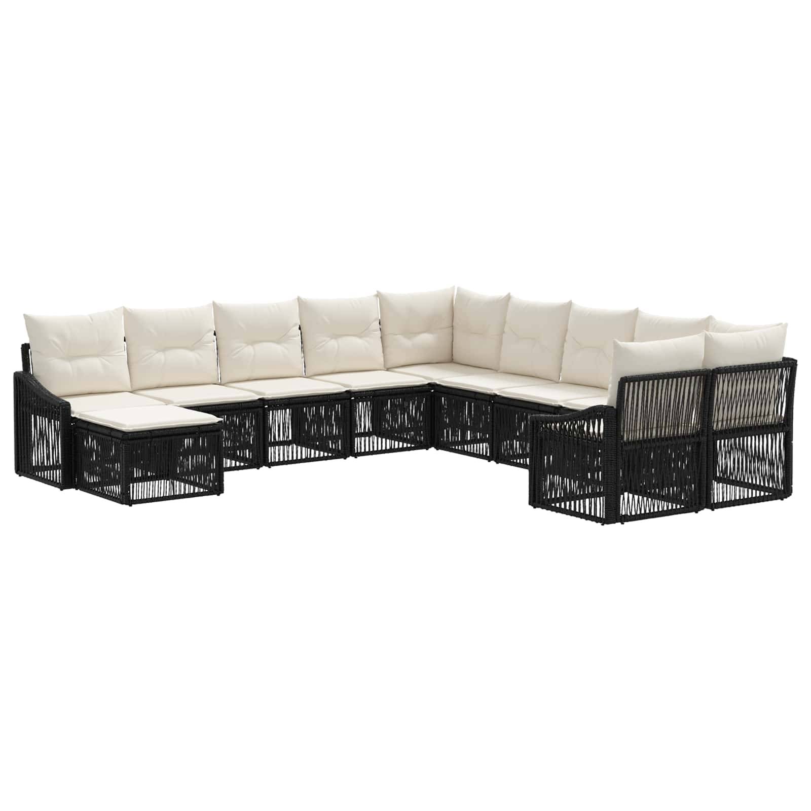 vidaXL Gartensofa-set 11 pcs Schwarz Poly-Rattan