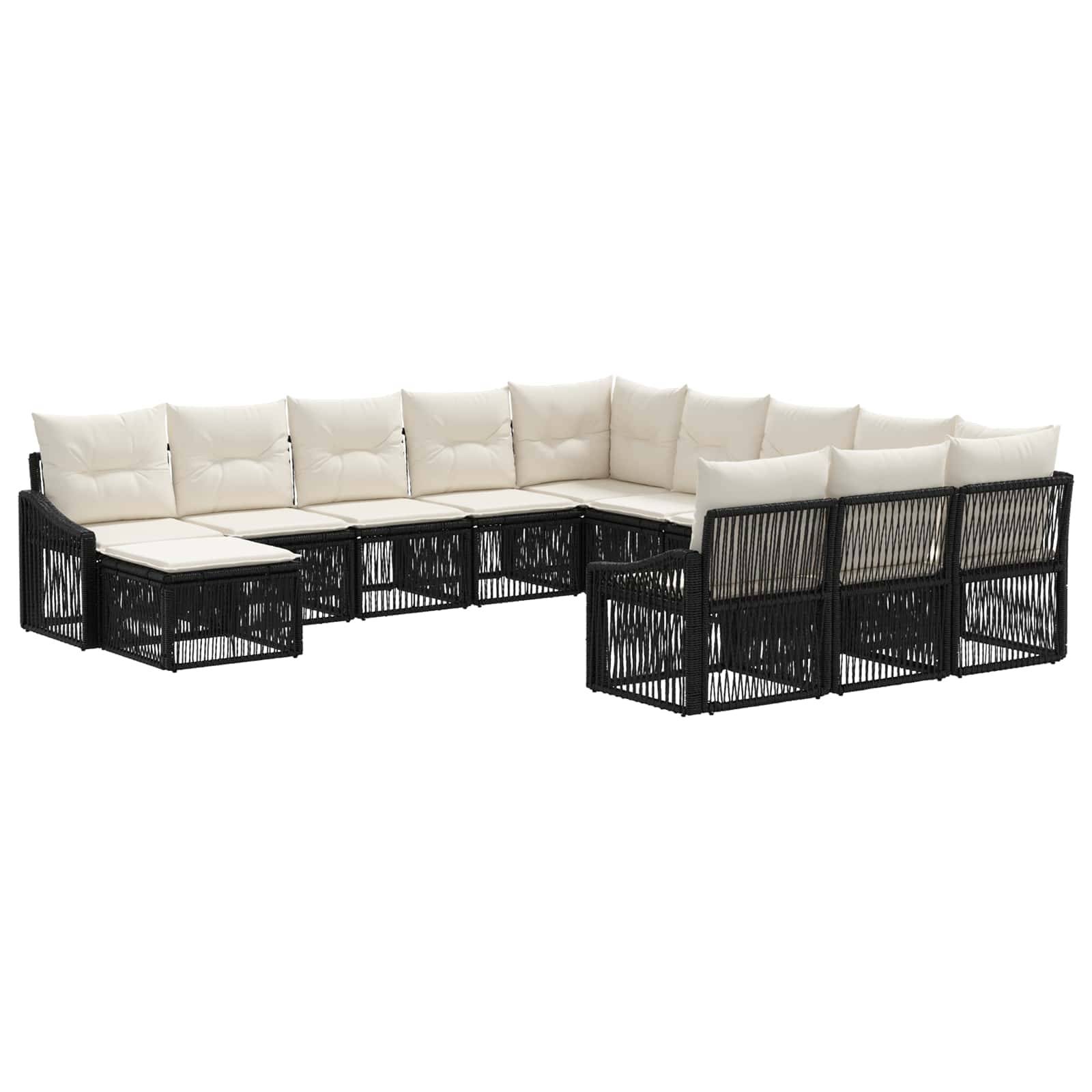 vidaXL Gartensofa-set 12 pcs Schwarz Poly-Rattan