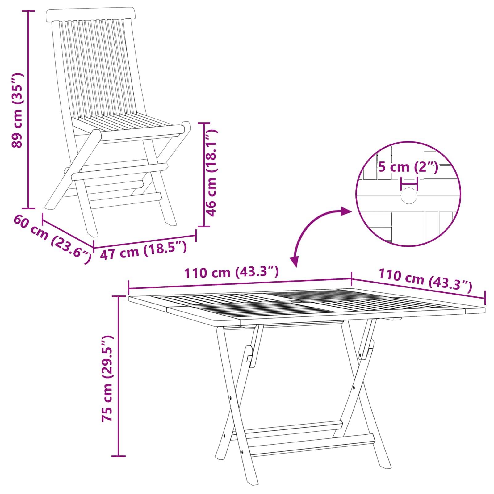vidaXL Garten Bistro Set 3 pcs Braun Massivholz Teak