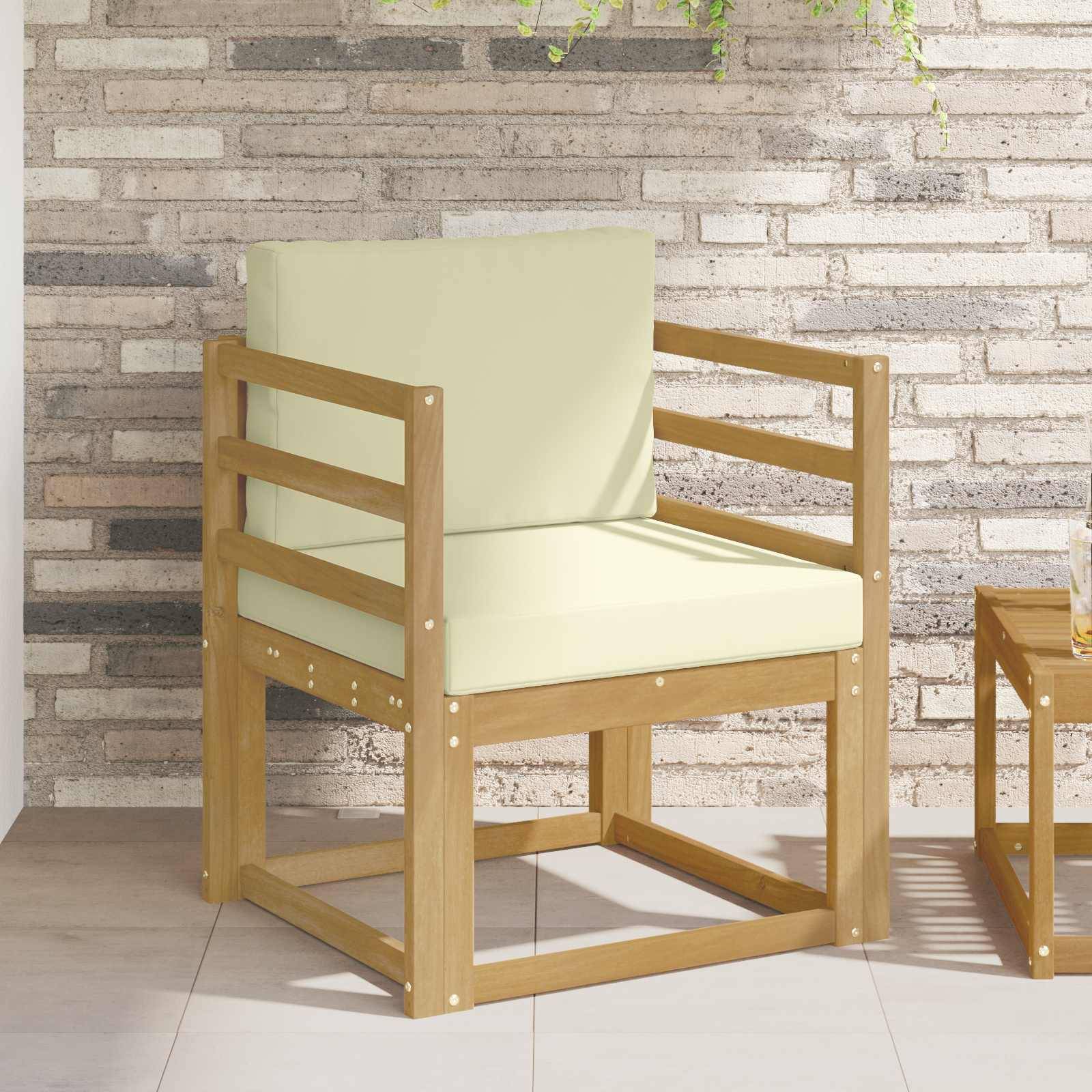 vidaXL 2 Stück Outdoor-Sofagarnitur Polyester Weiß und Creme
