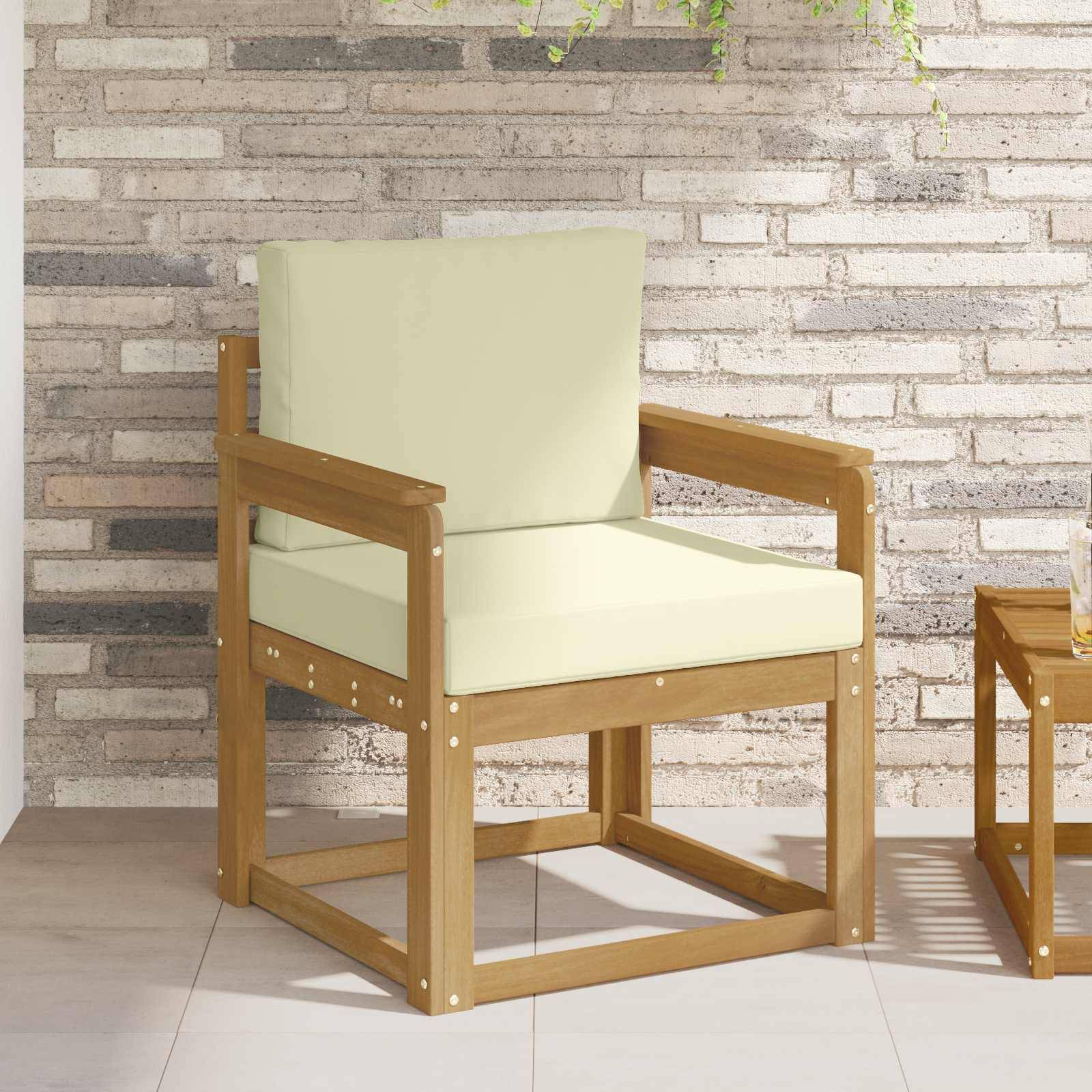 vidaXL 2 Stück Outdoor-Sofagarnitur Polyester Weiß und Creme