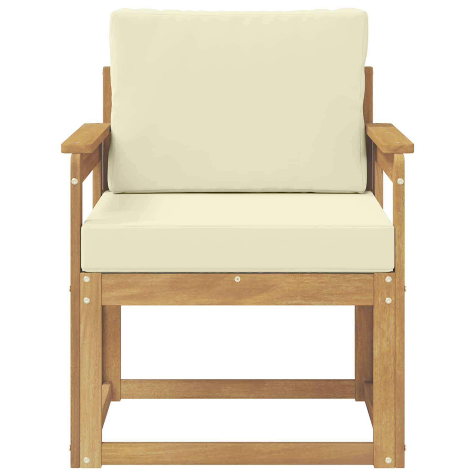 vidaXL 2 Stück Outdoor-Sofagarnitur Polyester Weiß und Creme