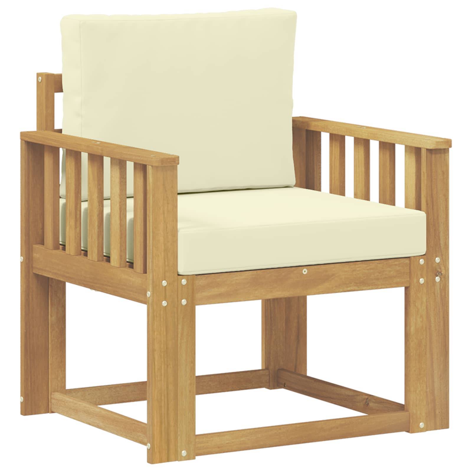 vidaXL 2 Stück Outdoor-Sofagarnitur Polyester Weiß und Creme