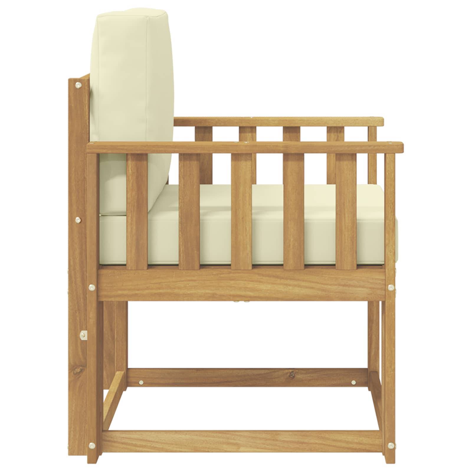 vidaXL 2 Stück Outdoor-Sofagarnitur Polyester Weiß und Creme