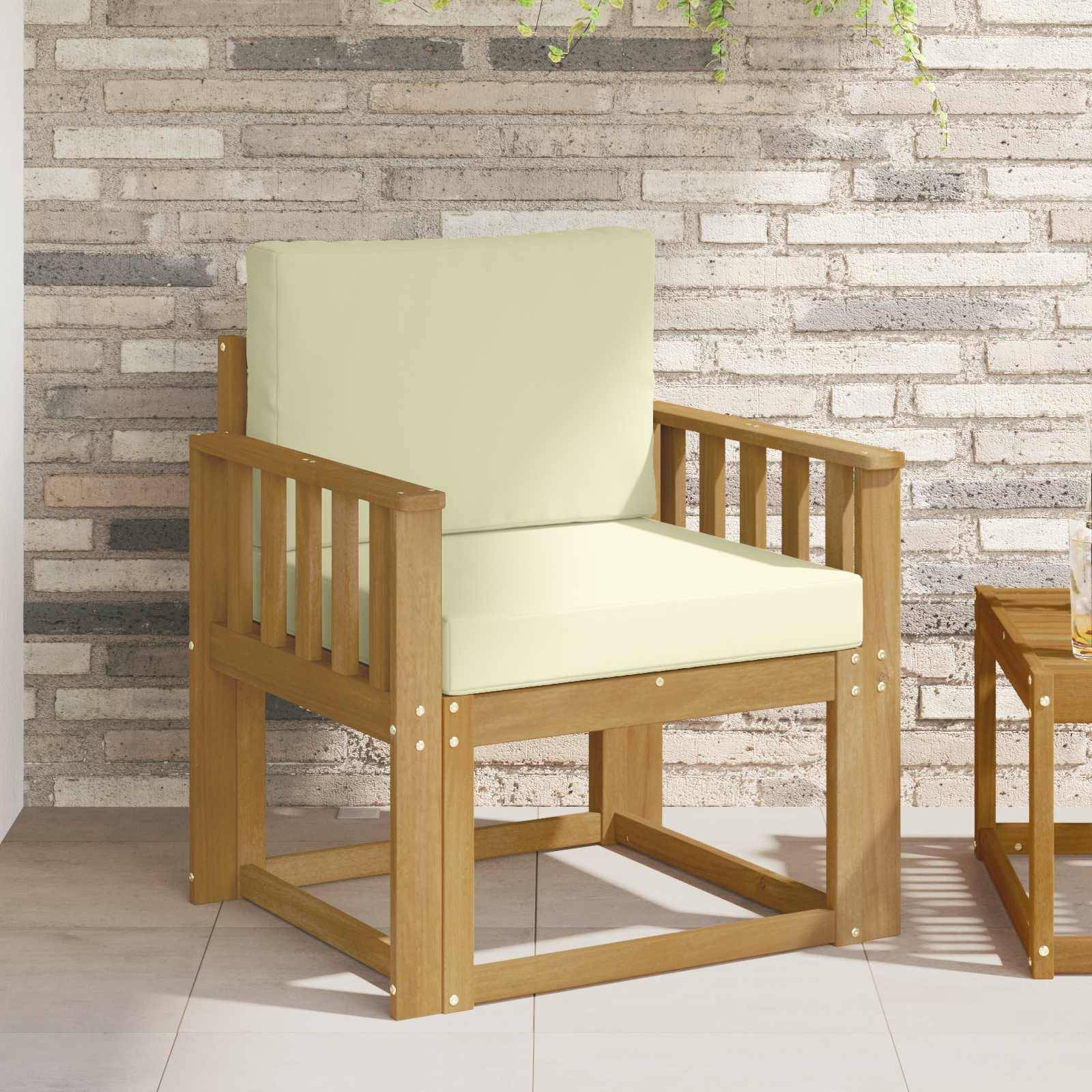 vidaXL 2 Stück Outdoor-Sofagarnitur Polyester Weiß und Creme