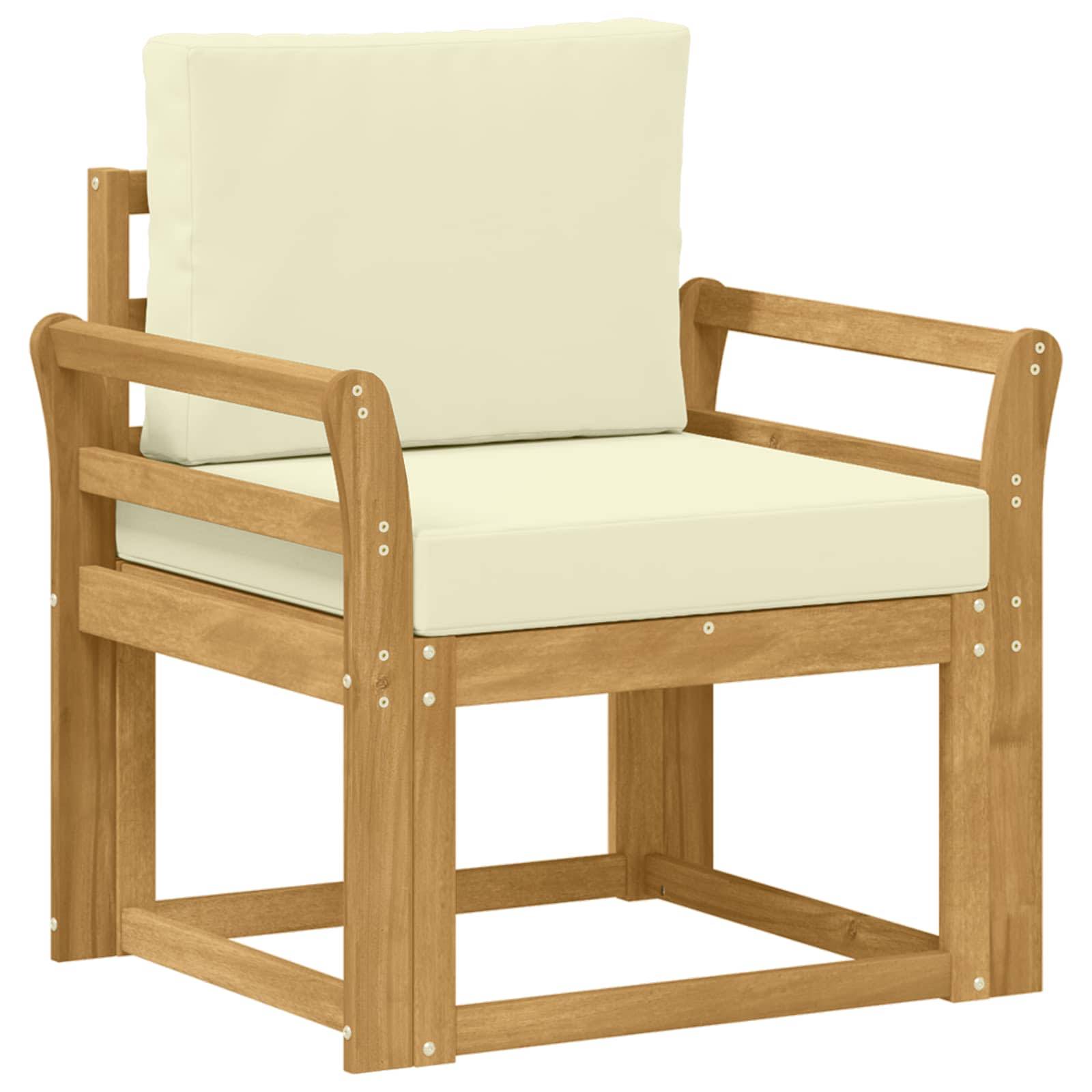 vidaXL 2 Stück Outdoor-Sofagarnitur Polyester Weiß und Creme