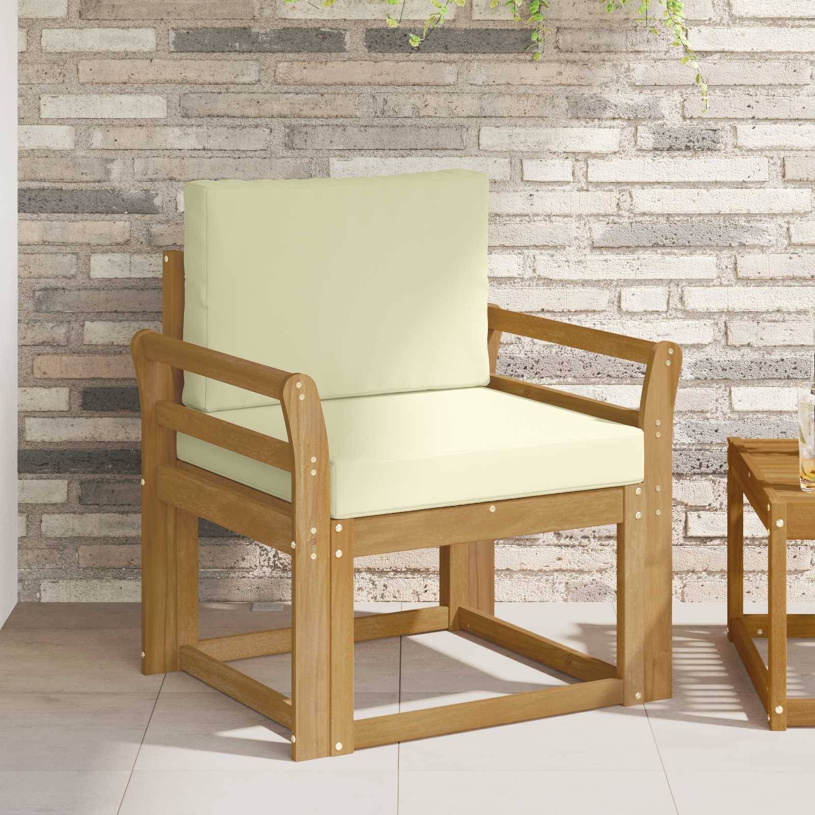 vidaXL 2 Stück Outdoor-Sofagarnitur Polyester Weiß und Creme