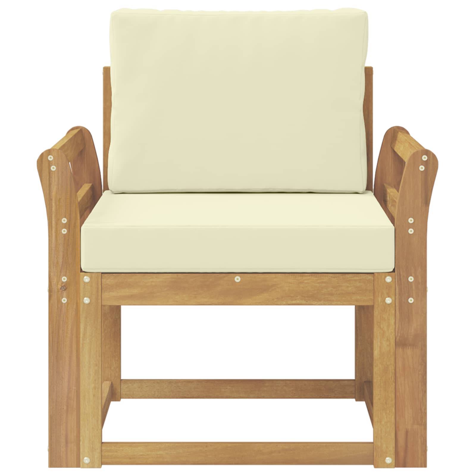 vidaXL 2 Stück Outdoor-Sofagarnitur Polyester Weiß und Creme