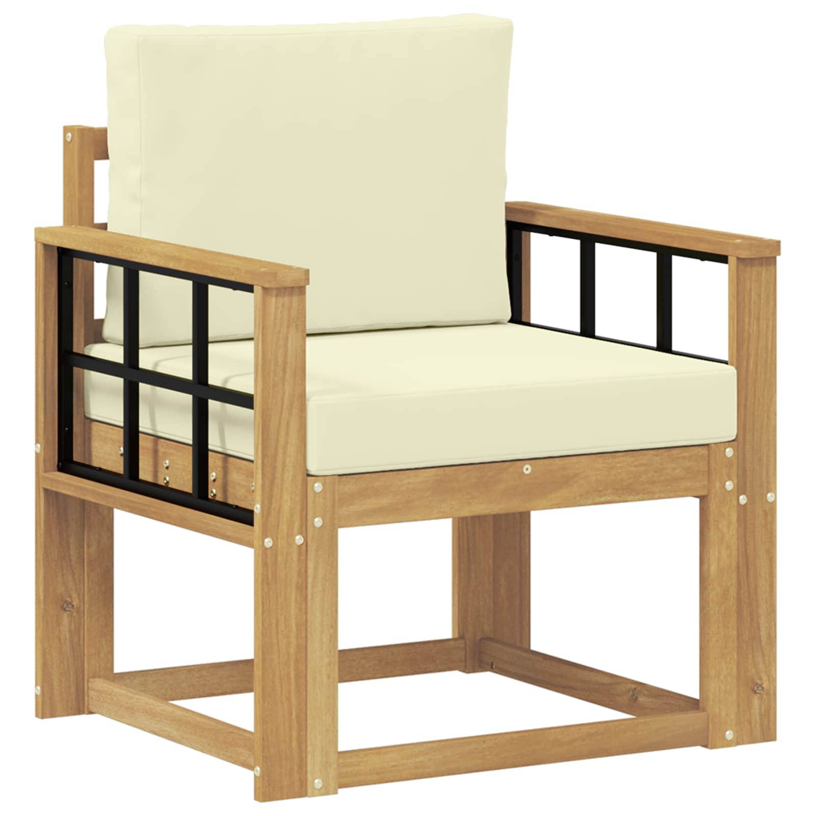 vidaXL 2 Stück Outdoor-Sofagarnitur Polyester Weiß und Creme