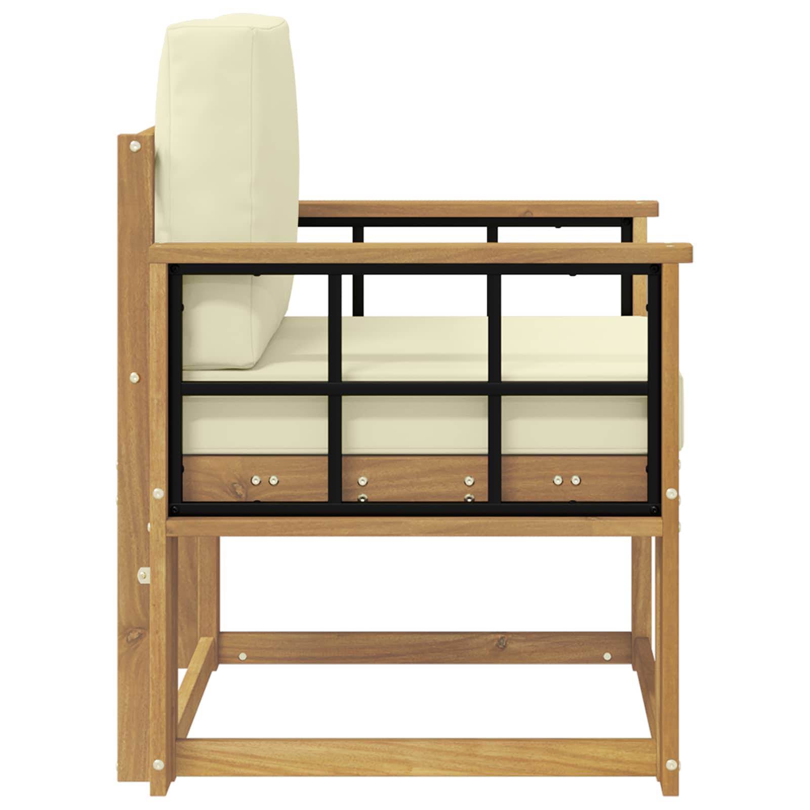 vidaXL 2 Stück Outdoor-Sofagarnitur Polyester Weiß und Creme
