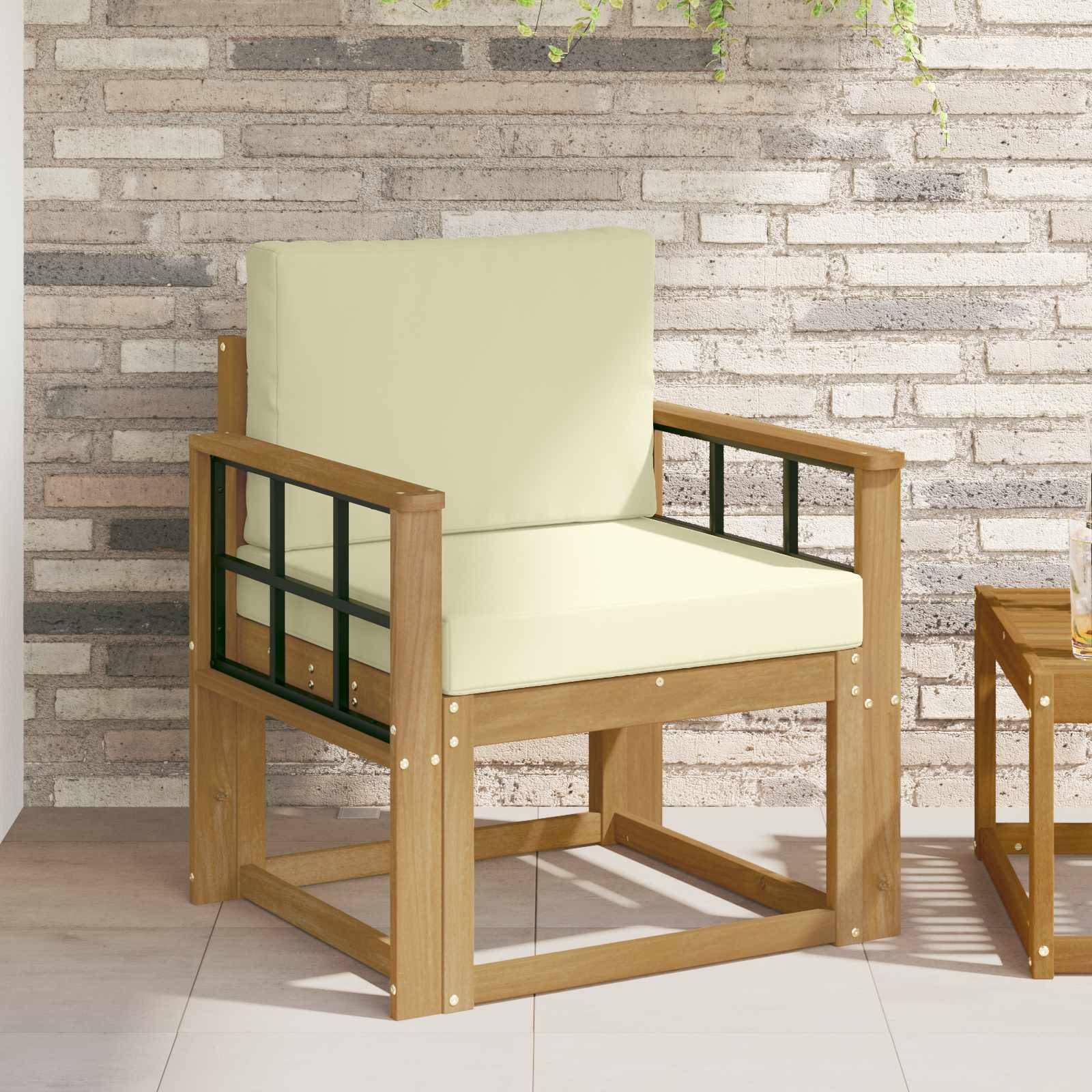 vidaXL 2 Stück Outdoor-Sofagarnitur Polyester Weiß und Creme
