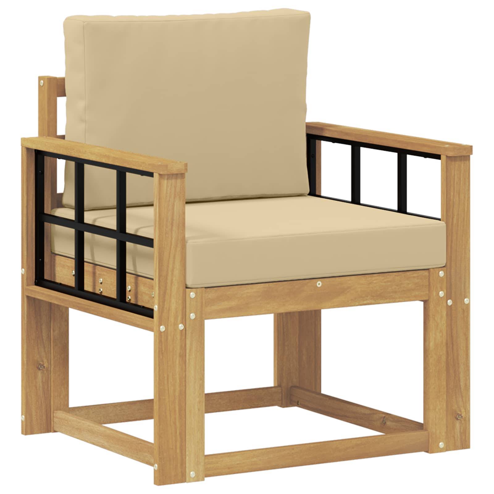 vidaXL 2 Stück Outdoor-Sofagarnitur Polyester Weiß und Beige