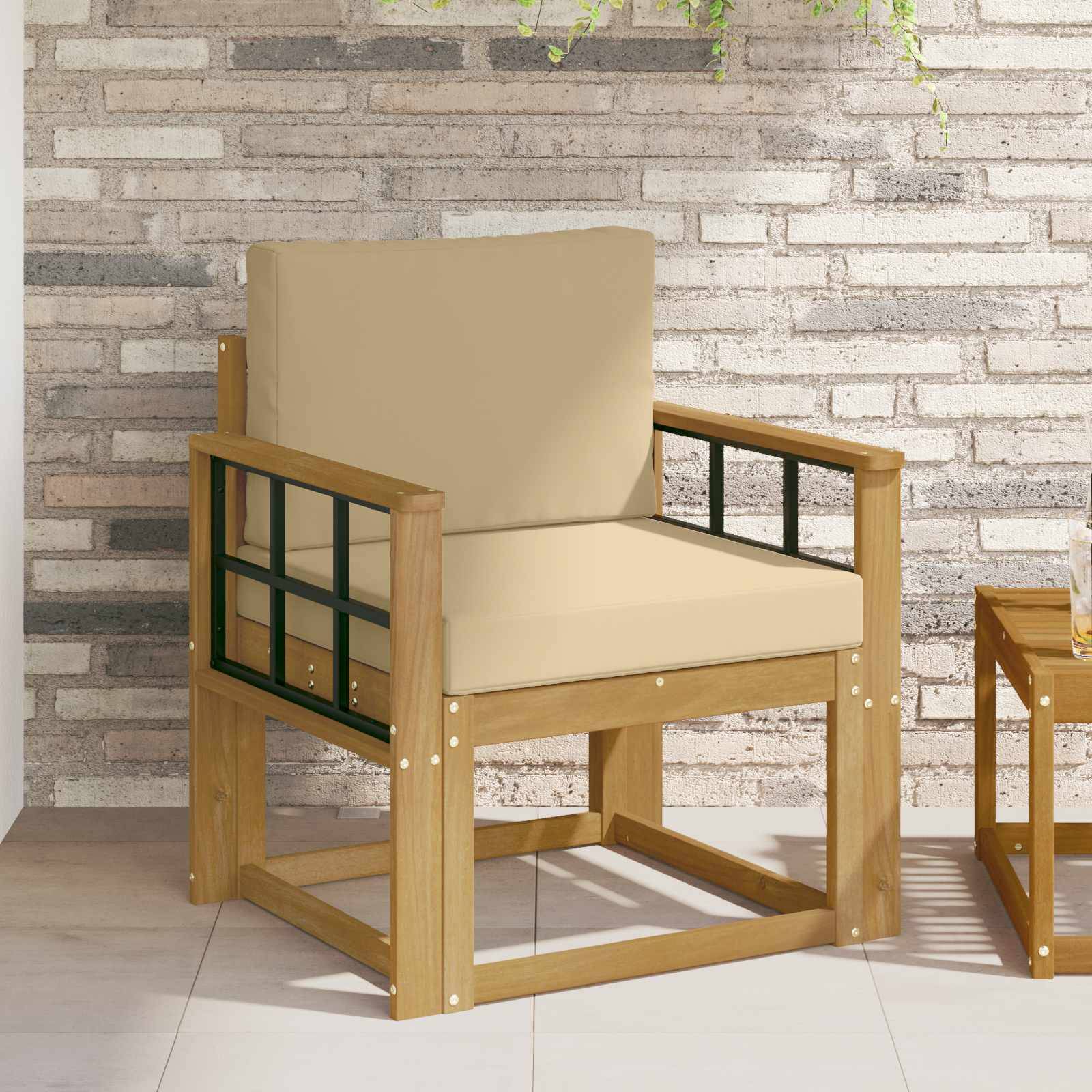 vidaXL 2 Stück Outdoor-Sofagarnitur Polyester Weiß und Beige