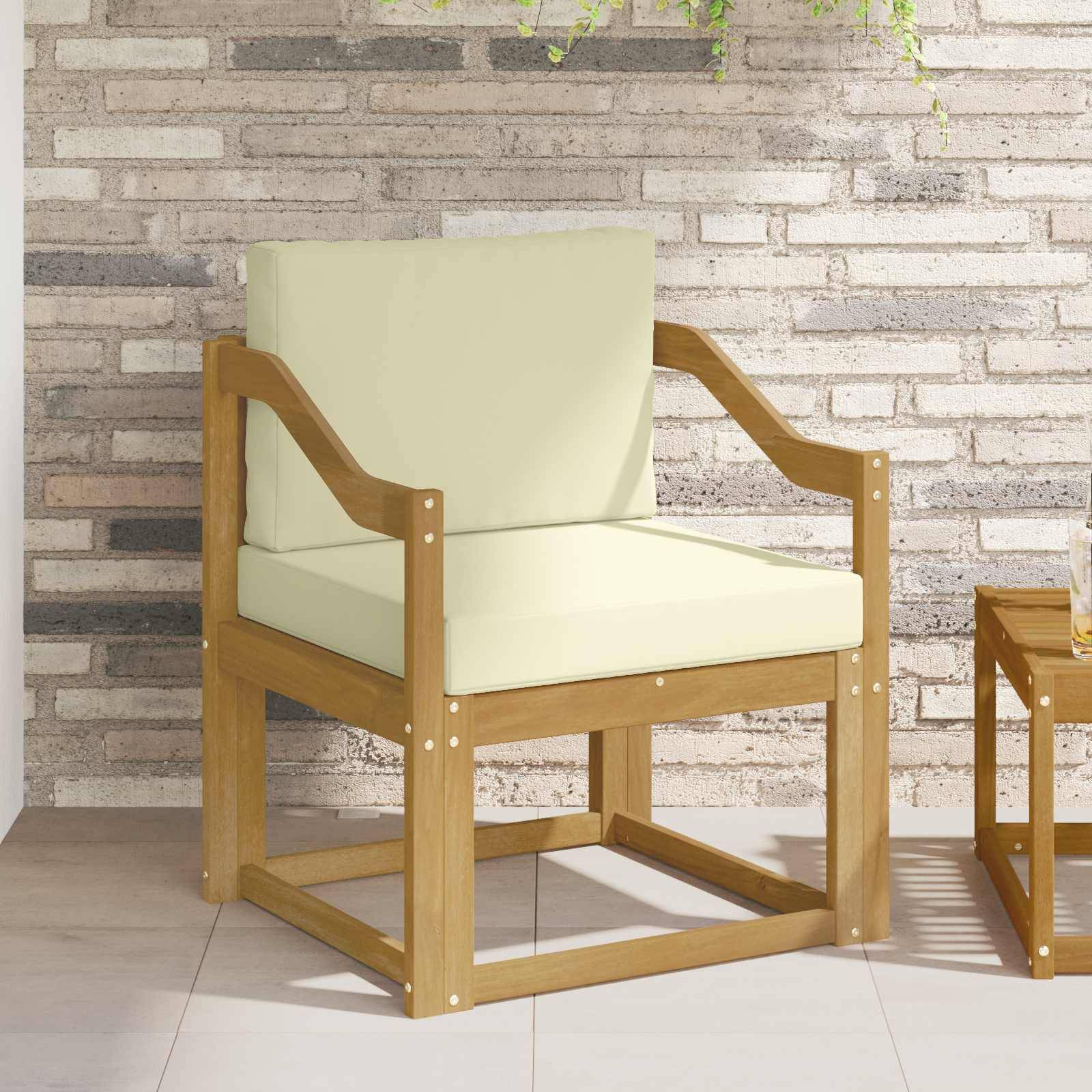 vidaXL 2 Stück Outdoor-Sofagarnitur Polyester Weiß und Creme