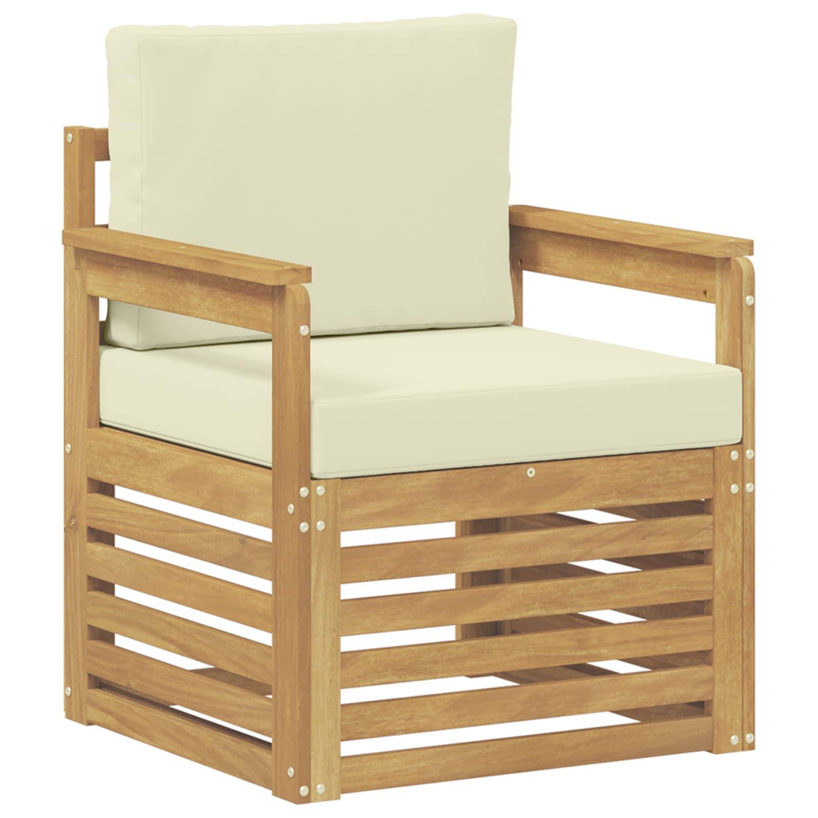 vidaXL 2 Stück Outdoor-Sofagarnitur Polyester Weiß und Creme
