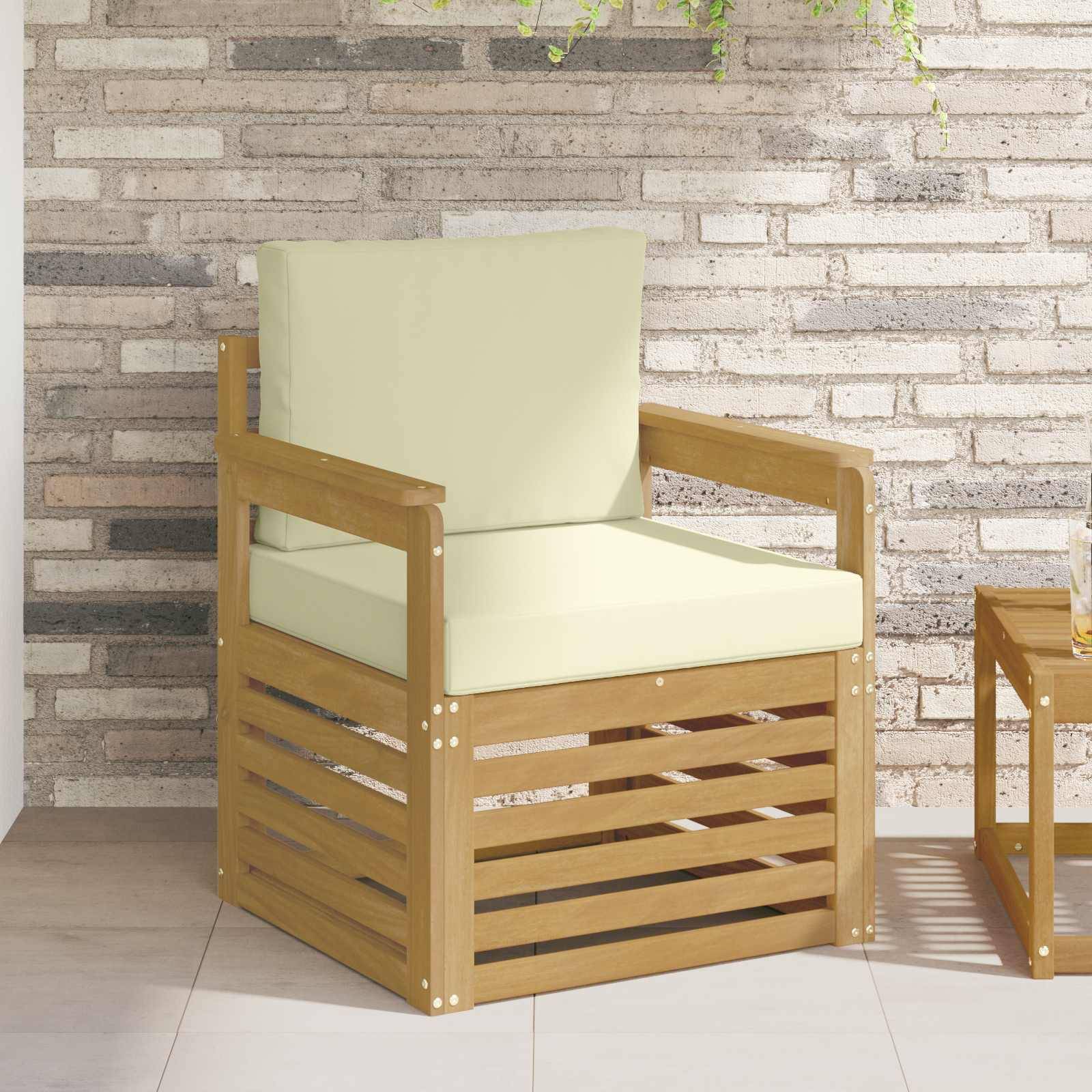 vidaXL 2 Stück Outdoor-Sofagarnitur Polyester Weiß und Creme