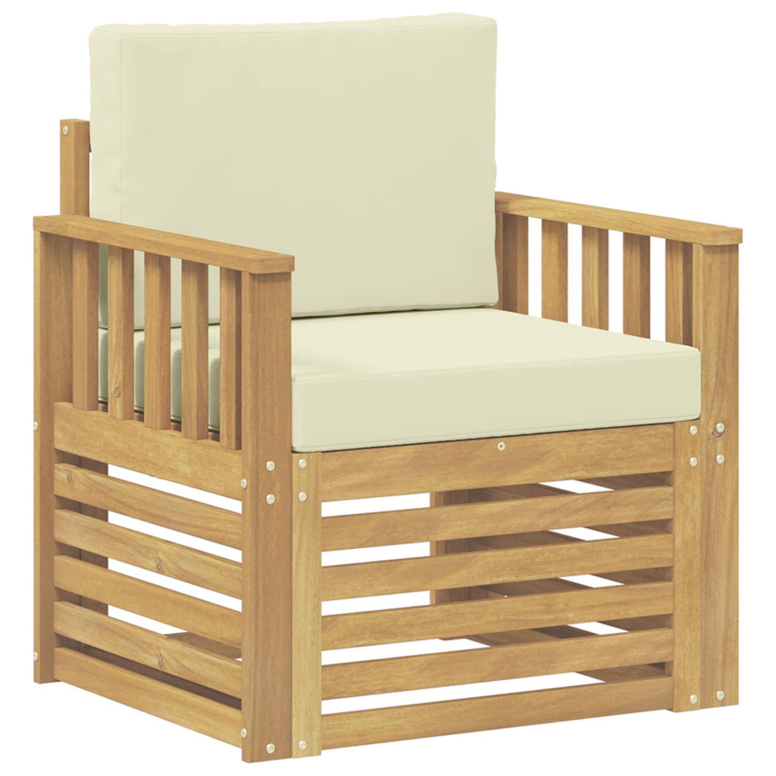 vidaXL 2 Stück Outdoor-Sofagarnitur Polyester Weiß und Creme