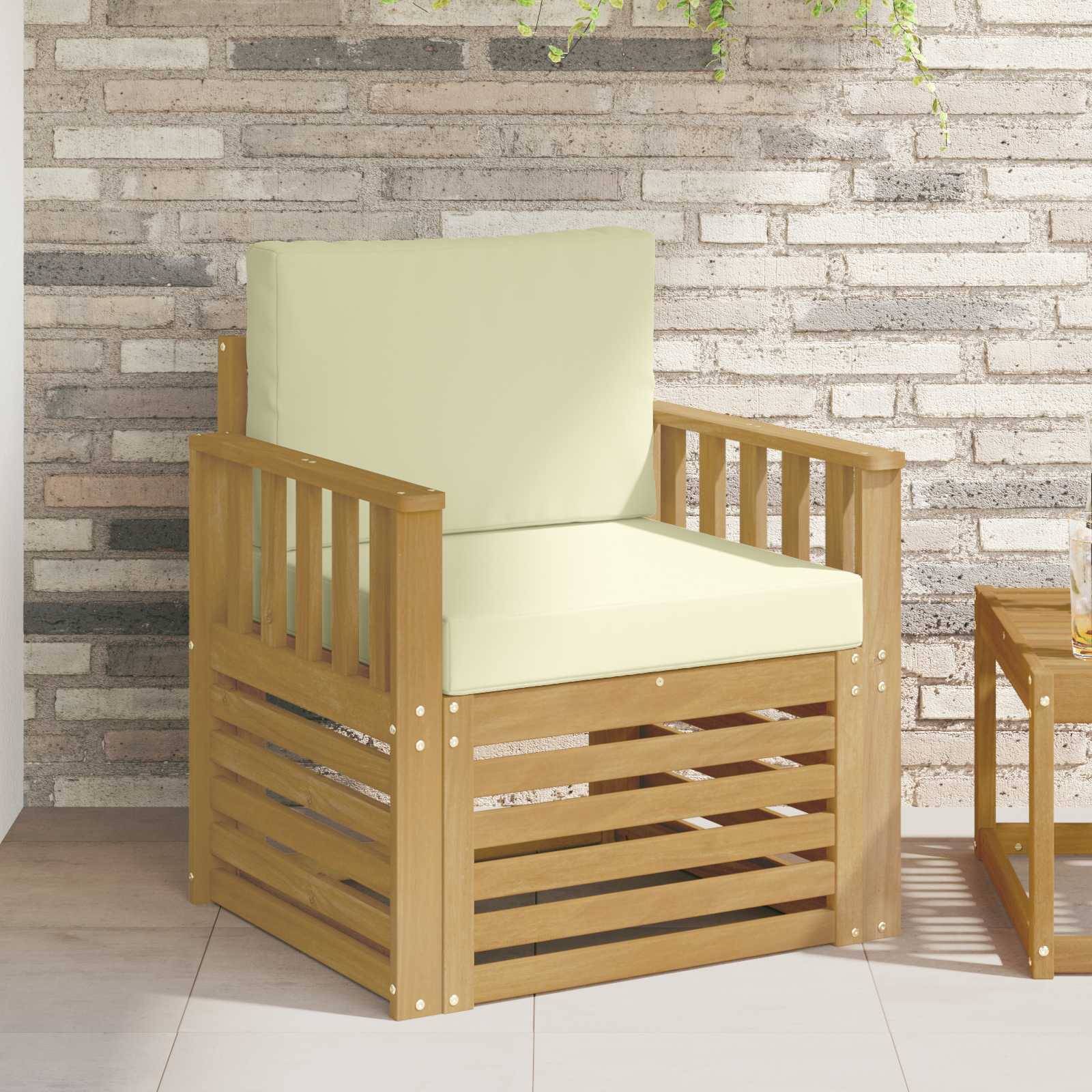 vidaXL 2 Stück Outdoor-Sofagarnitur Polyester Weiß und Creme