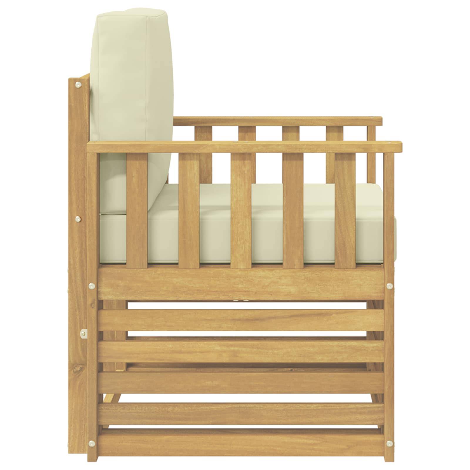 vidaXL 2 Stück Outdoor-Sofagarnitur Polyester Weiß und Creme