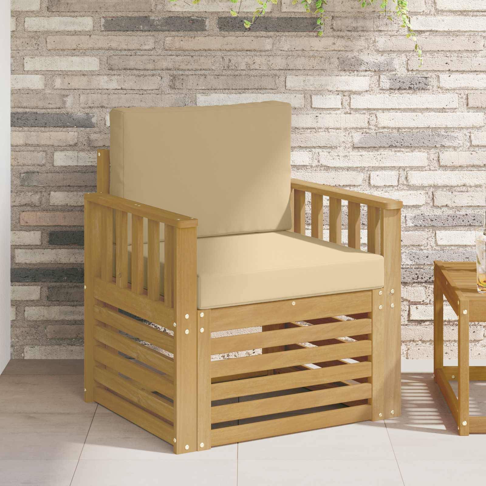 vidaXL 2 Stück Outdoor-Sofagarnitur Polyester Weiß und Beige
