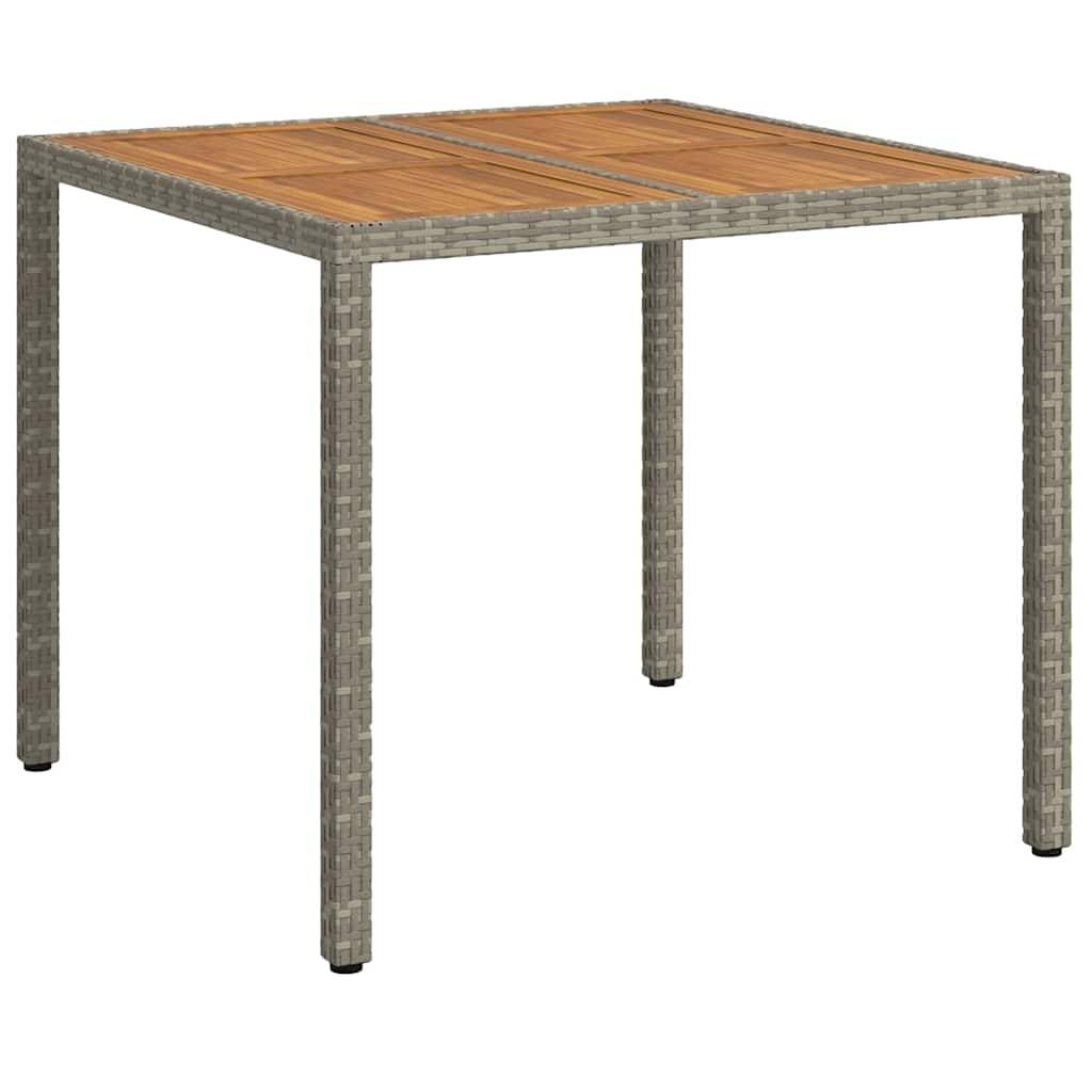 vidaXL Gartentisch Grau 90 x 90 x 75 cm Poly-Rattan