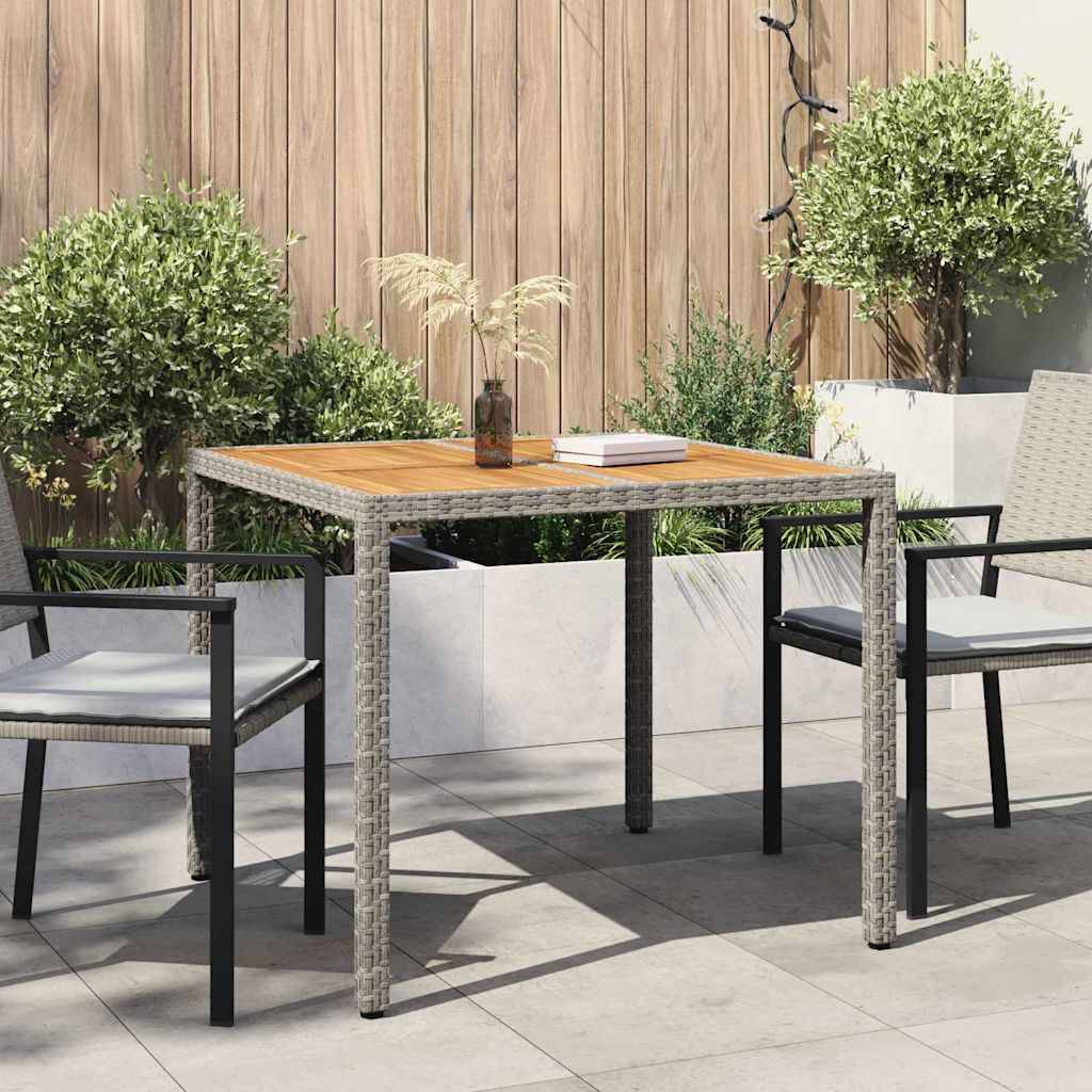 vidaXL Gartentisch Grau 90 x 90 x 75 cm Poly-Rattan