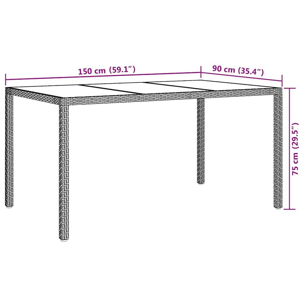 vidaXL Gartentisch Beige 150 x 90 x 75 cm Poly-Rattan