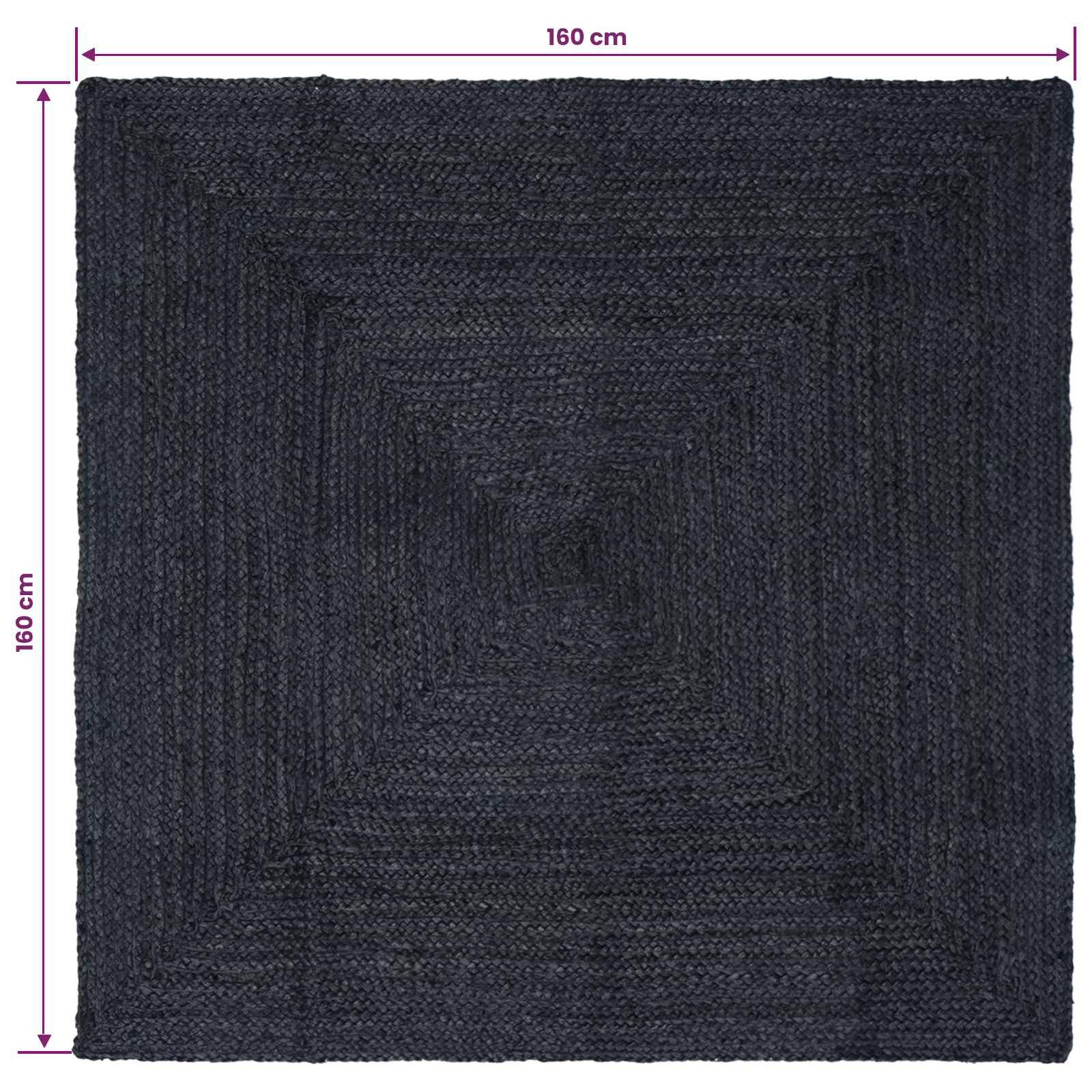 vidaXL Bereichsteppiche Quadratisch Dunkelgrau 160 x 160 cm Jute