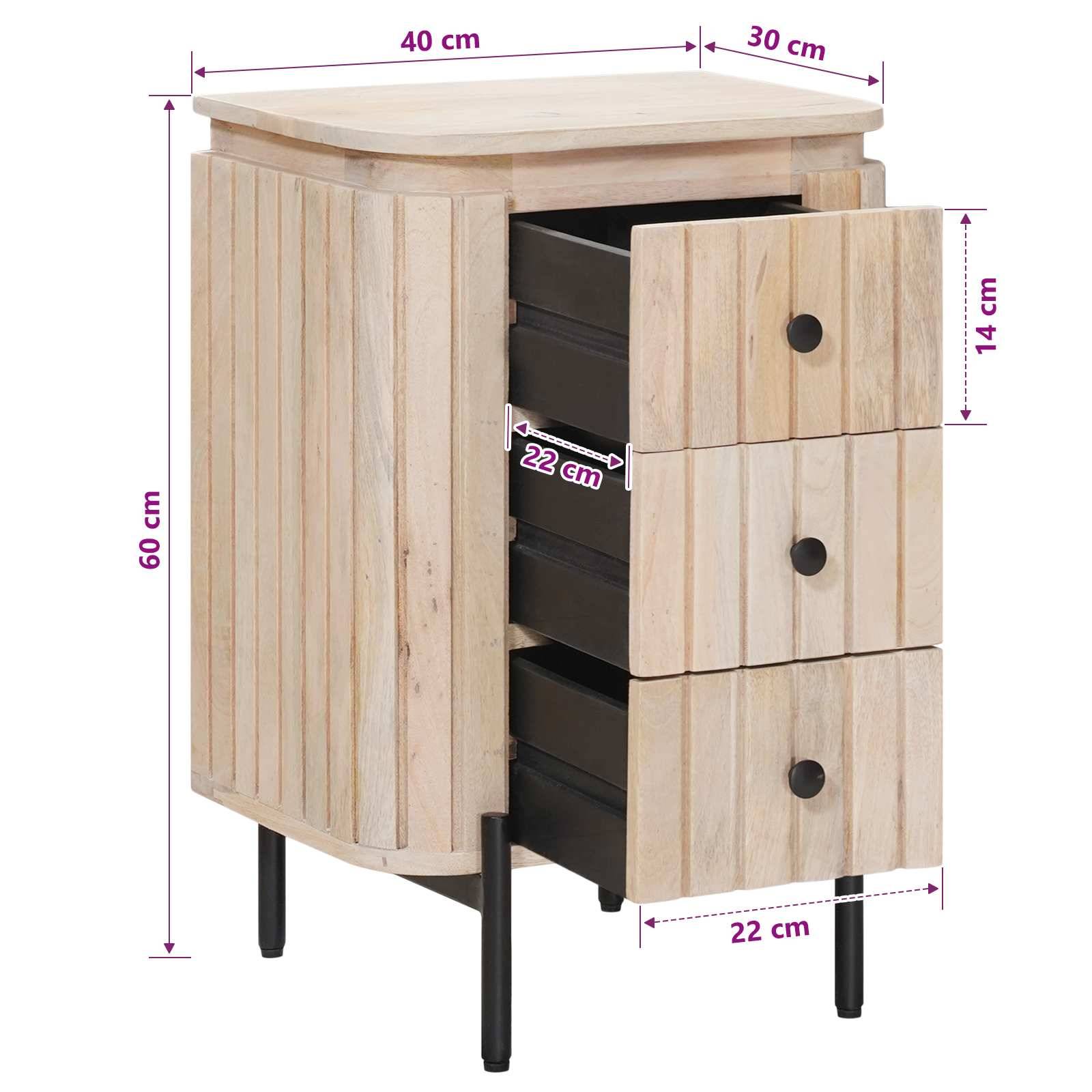 vidaXL Handgefertigter Nachttisch Weiß 40 x 30 x 60 cm