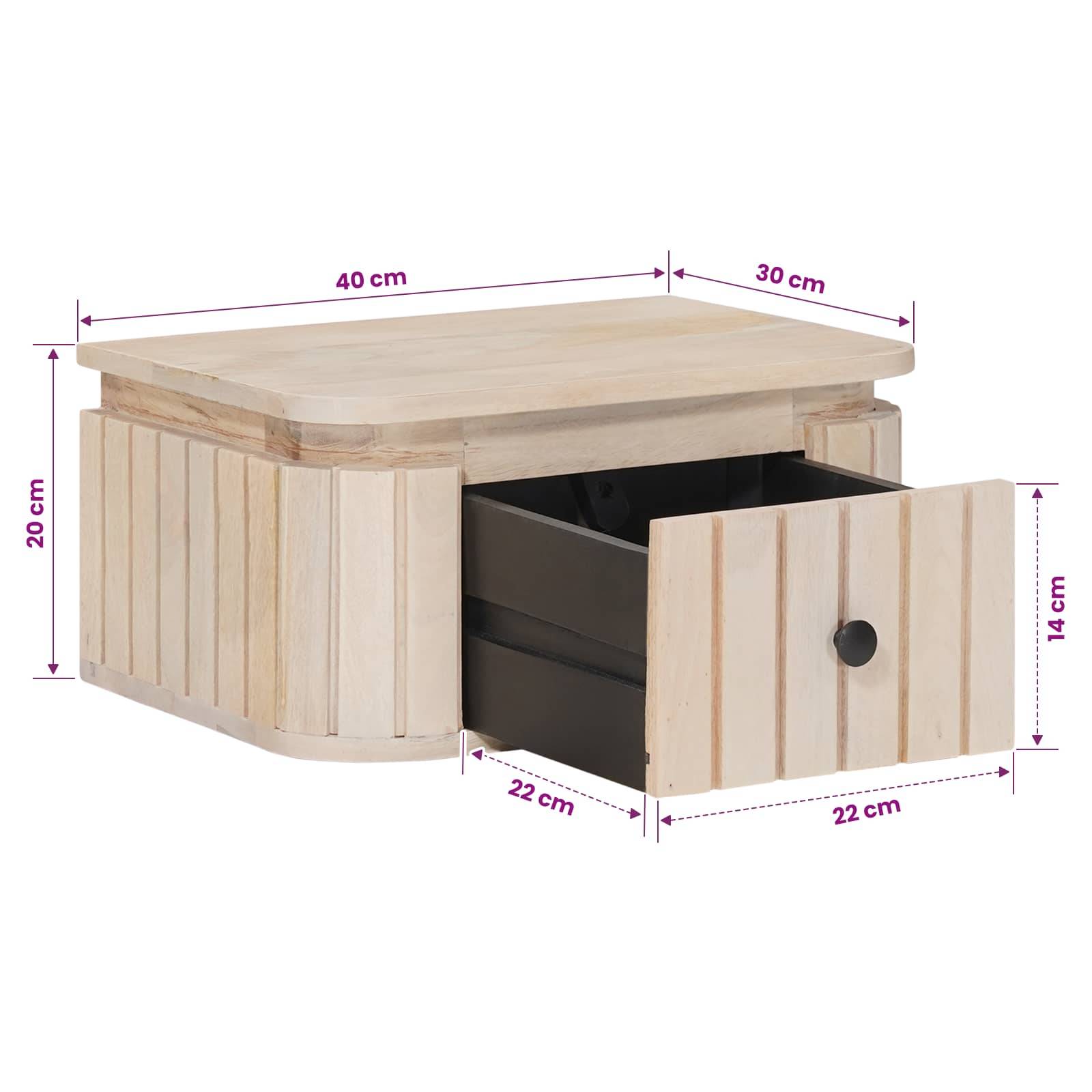 vidaXL Handgefertigter Nachttisch Weiß 40 x 30 x 20 cm