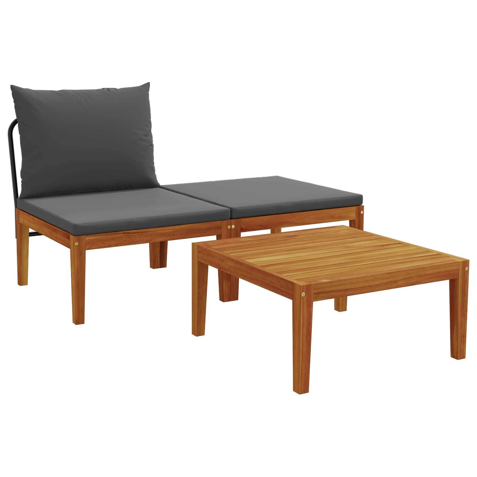 vidaXL 3 pcs Lounge-Set Massivholz Akazie Natur